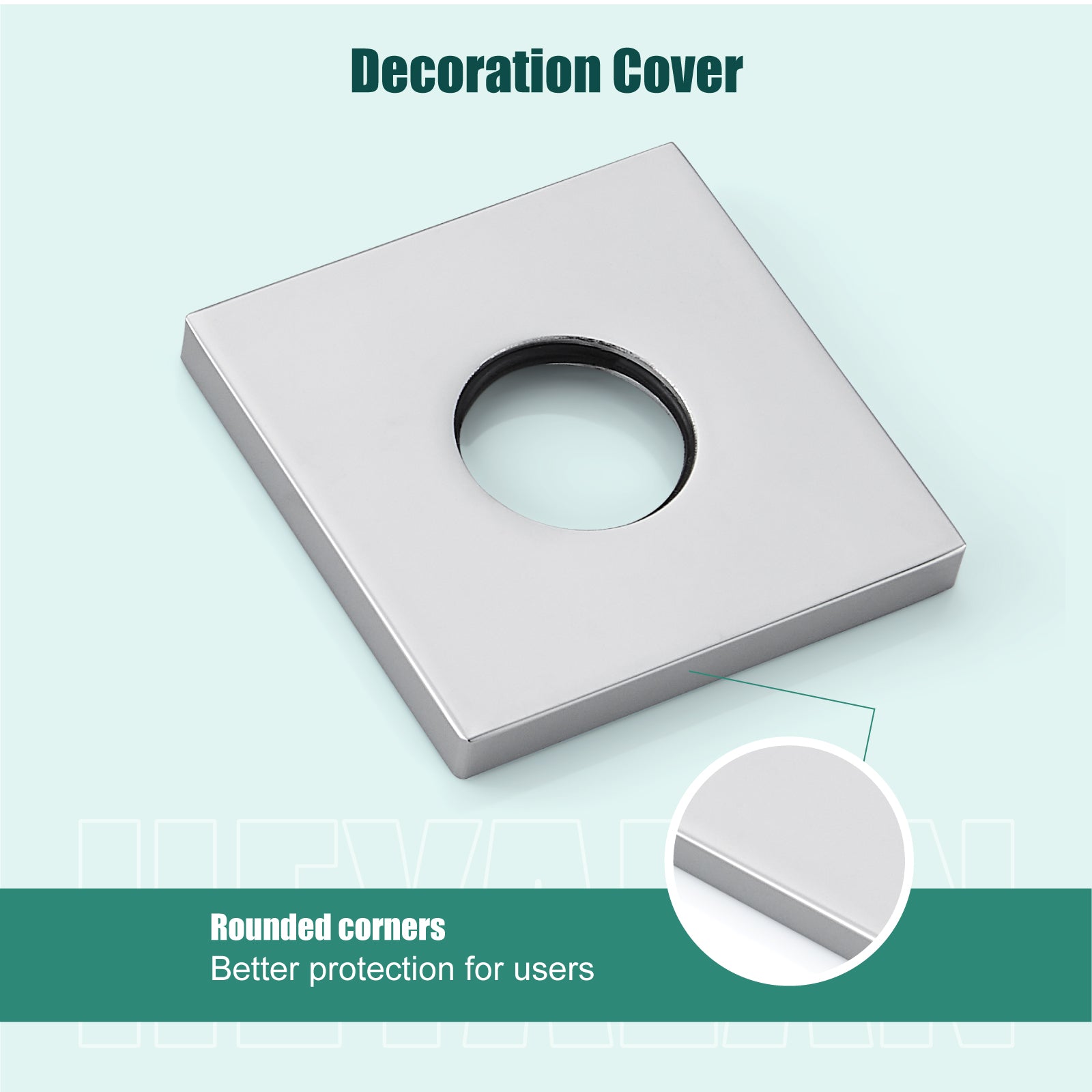 Heyalan Shower Arm Flange Plate, 1pc Modern Shower Escutcheon Cover Plate 2.5'', Universal Shower Head Arm Replacement Cover Plate, Square Escutcheon Wall Cover