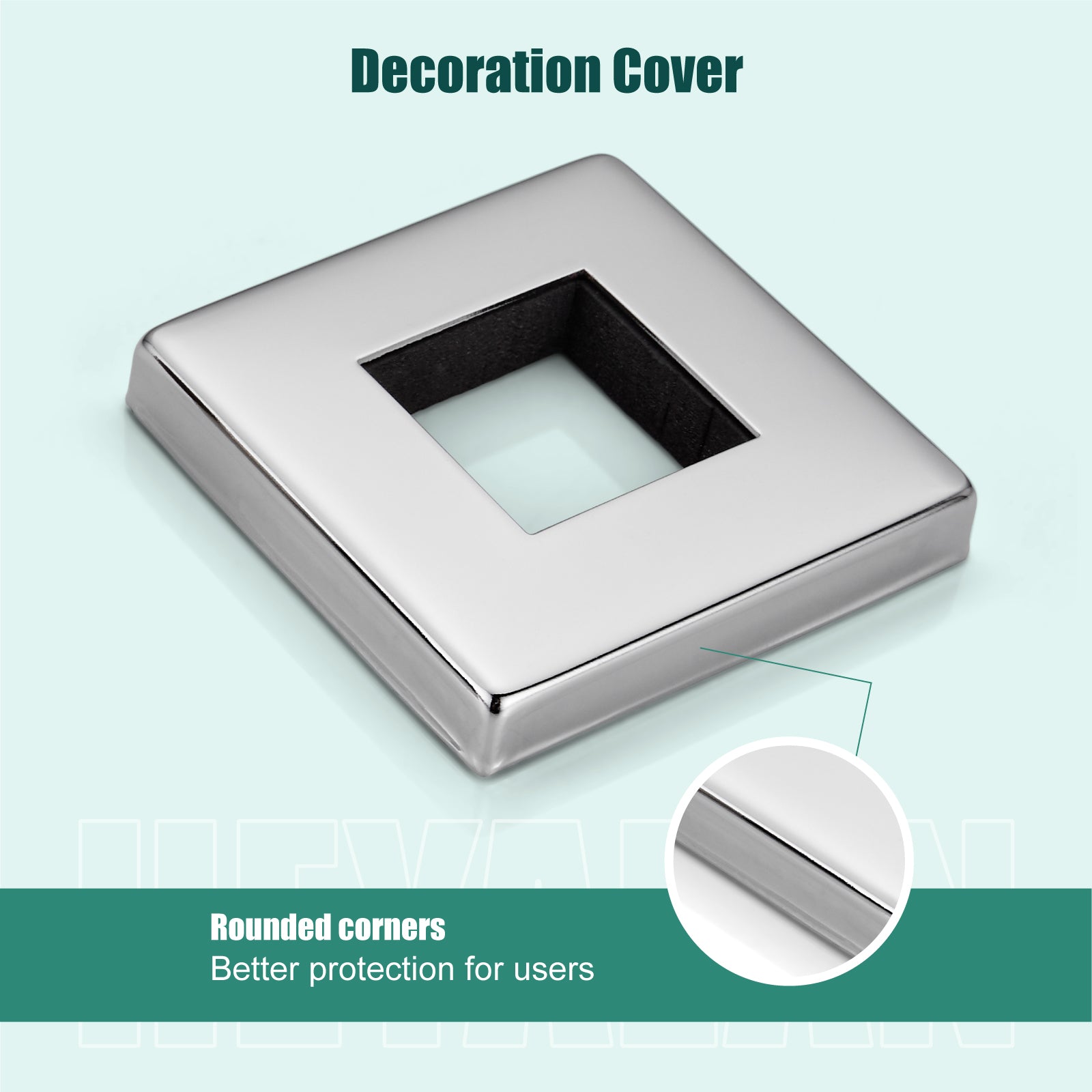 Heyalan Hand-held Shower Holder Flange Plate Modern Shower Escutcheon Cover Plate 2.5'' Shower Wand Bracket Replacement Cover Plate, Square Escutcheon Wall Cover 1pc