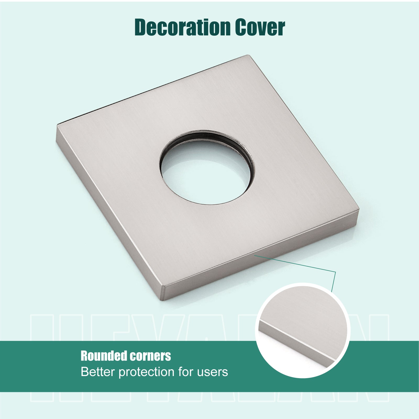 Heyalan Shower Arm Flange Plate, 1pc Modern Shower Escutcheon Cover Plate 2.5'', Universal Shower Head Arm Replacement Cover Plate, Square Escutcheon Wall Cover