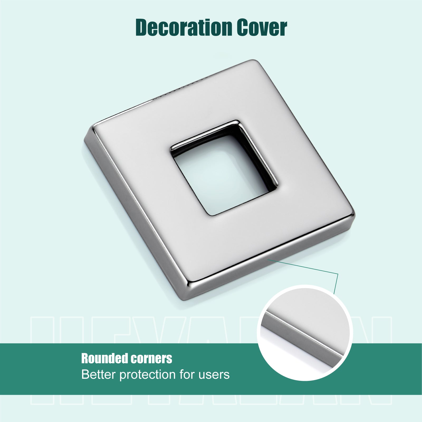 Heyalan Shower Arm Flange Plate, 1pc Modern Shower Escutcheon Cover Plate 2.5'', Universal Shower Head Arm Replacement Cover Plate, Square Escutcheon Wall Cover
