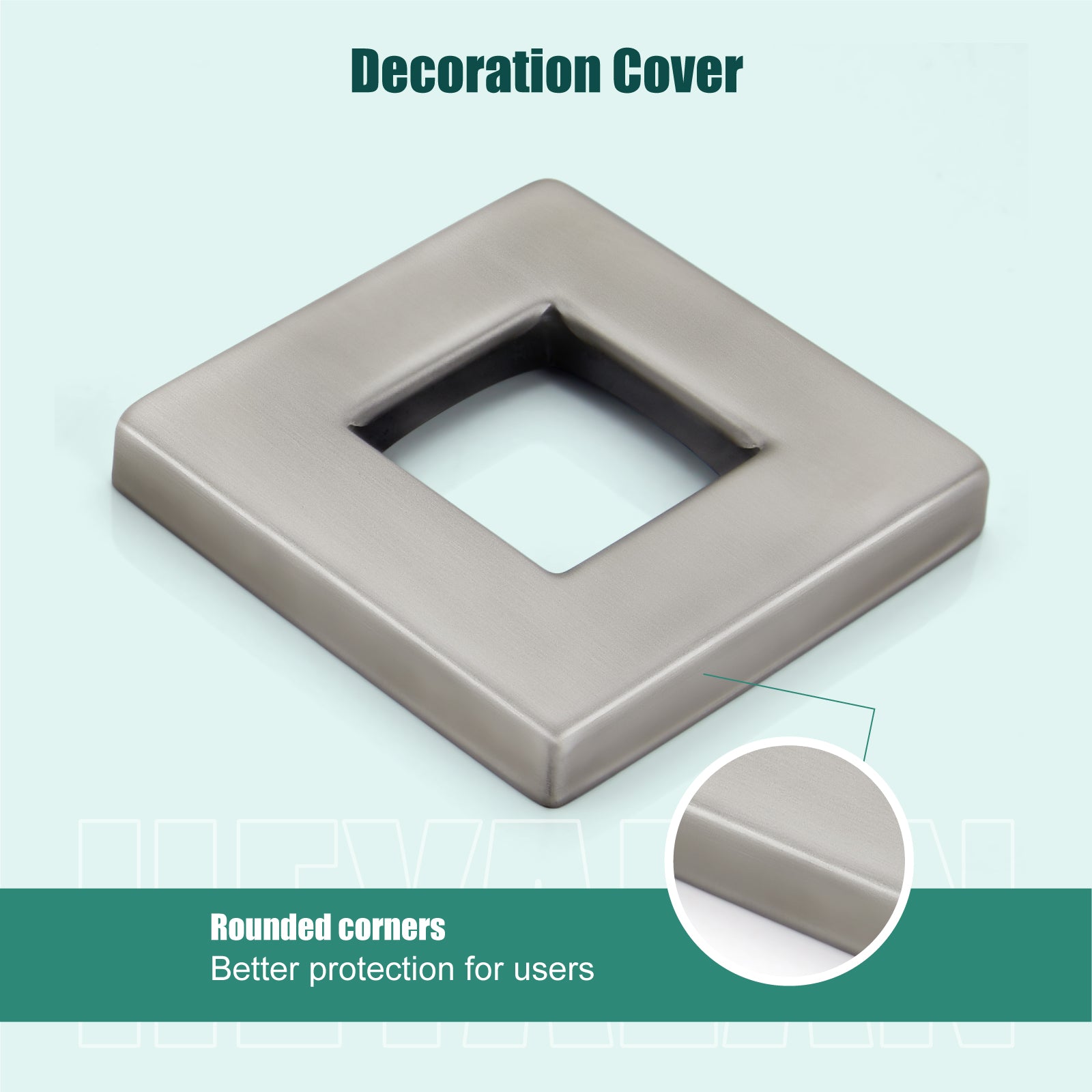 Heyalan Hand-held Shower Holder Flange Plate Modern Shower Escutcheon Cover Plate 2.5'' Shower Wand Bracket Replacement Cover Plate, Square Escutcheon Wall Cover 1pc