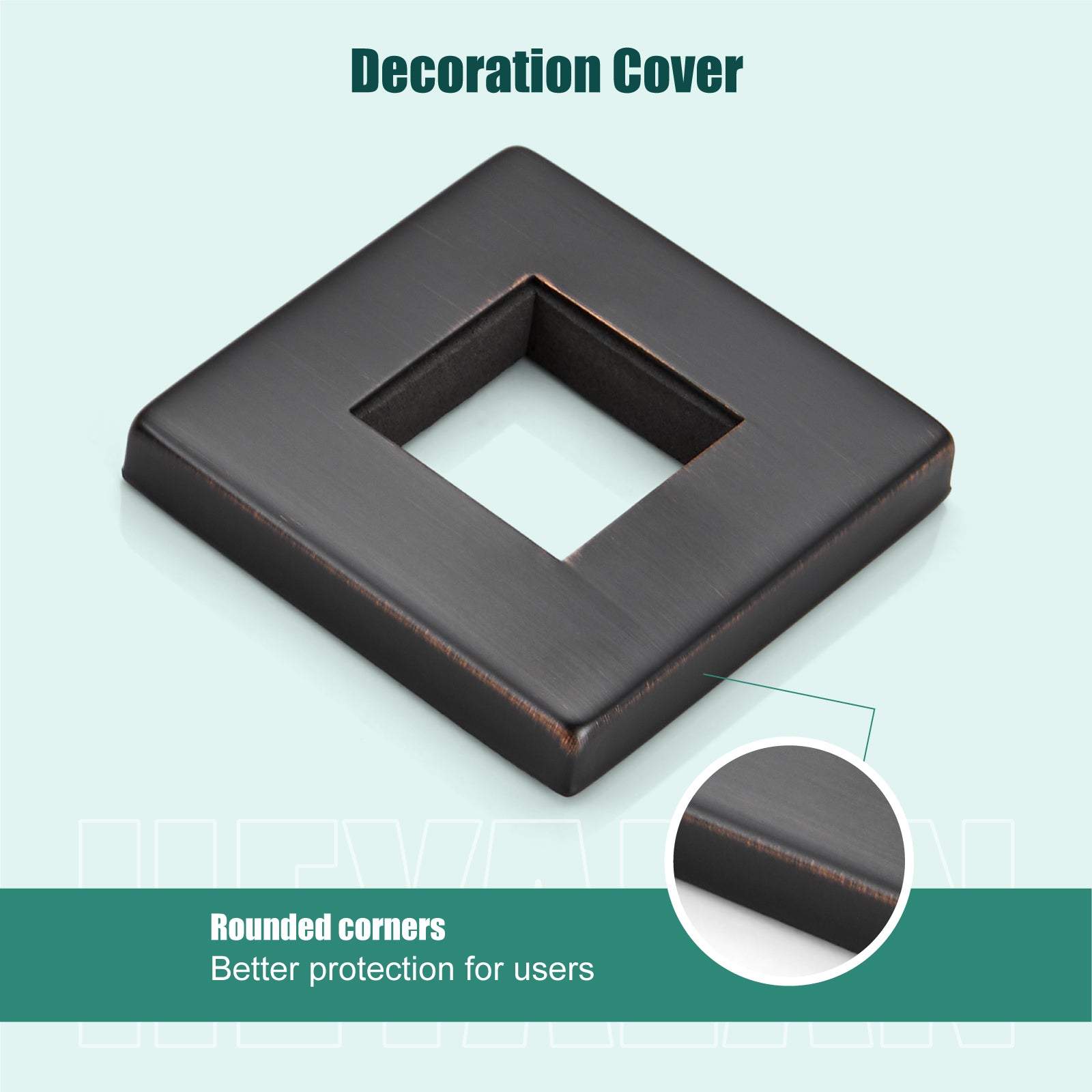 Heyalan Hand-held Shower Holder Flange Plate Modern Shower Escutcheon Cover Plate 2.5'' Shower Wand Bracket Replacement Cover Plate, Square Escutcheon Wall Cover 1pc