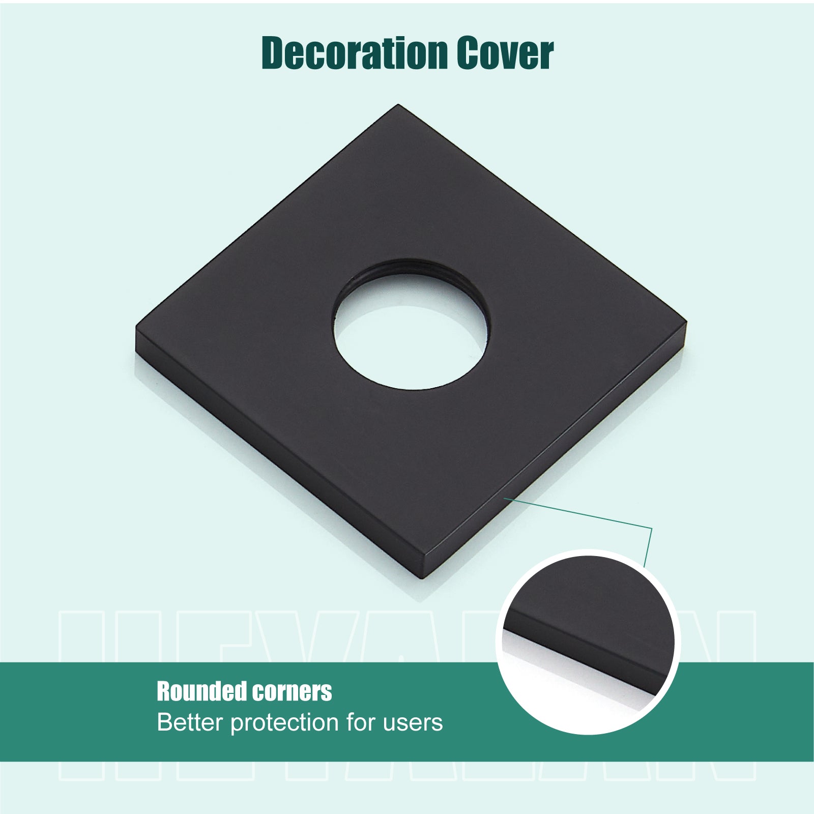 Heyalan Shower Arm Flange Plate, 1pc Modern Shower Escutcheon Cover Plate 2.5'', Universal Shower Head Arm Replacement Cover Plate, Square Escutcheon Wall Cover