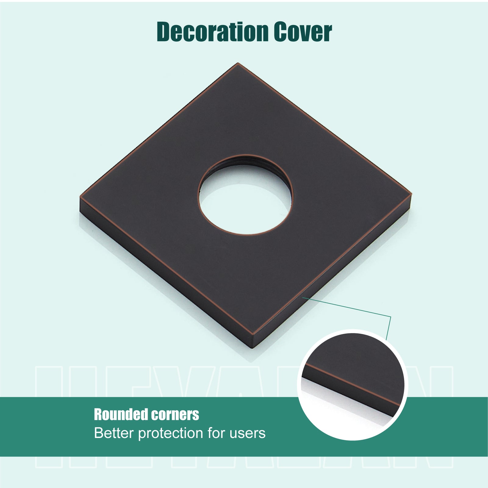 Heyalan Shower Arm Flange Plate, 1pc Modern Shower Escutcheon Cover Plate 2.5'', Universal Shower Head Arm Replacement Cover Plate, Square Escutcheon Wall Cover