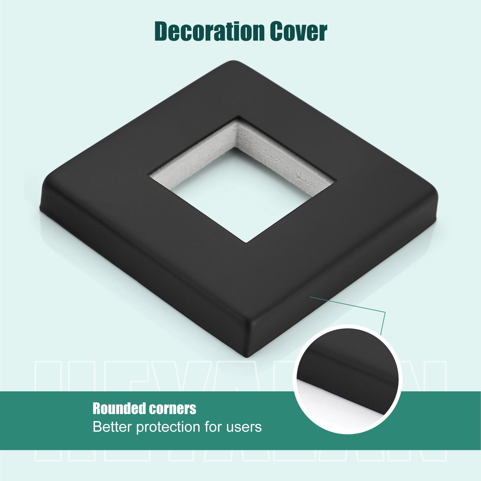 Heyalan Hand-held Shower Holder Flange Plate Modern Shower Escutcheon Cover Plate 2.5'' Shower Wand Bracket Replacement Cover Plate, Square Escutcheon Wall Cover 1pc