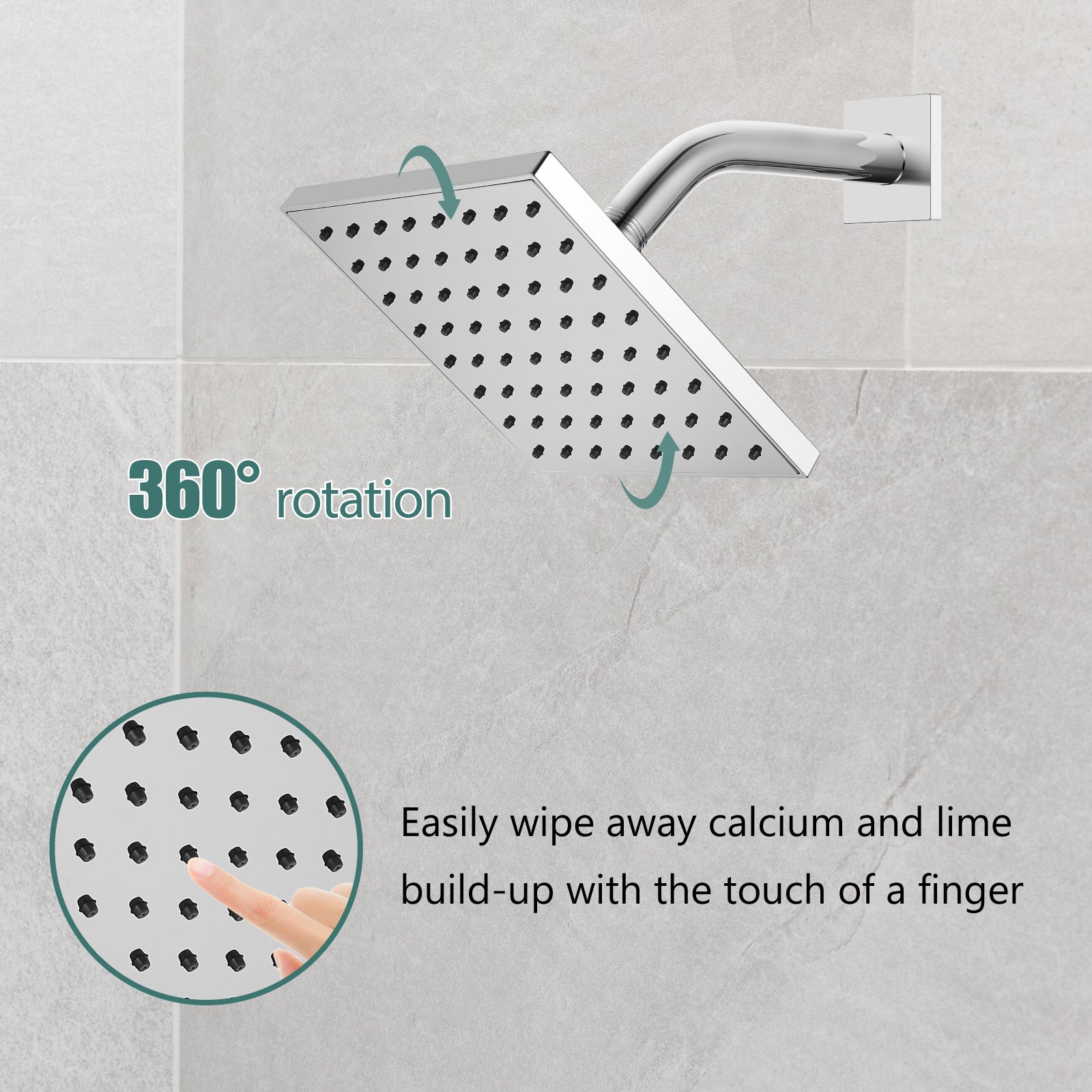 Heyalan Shower Faucet Set with 6-Inch Square Showerhead Single Function Shower Trim Kit with Solid Brass Male Thread Rough-in Valve Single-Handle Shower System