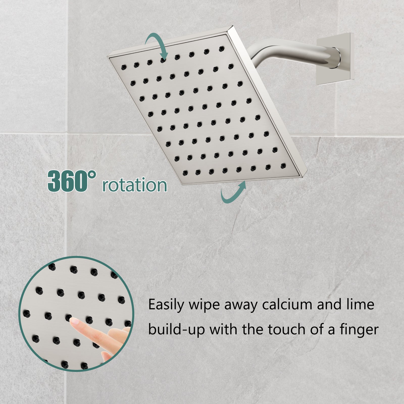 Heyalan Shower Faucet Set with 6-Inch Square Showerhead Single Function Shower Trim Kit with Solid Brass Male Thread Rough-in Valve Single-Handle Shower System