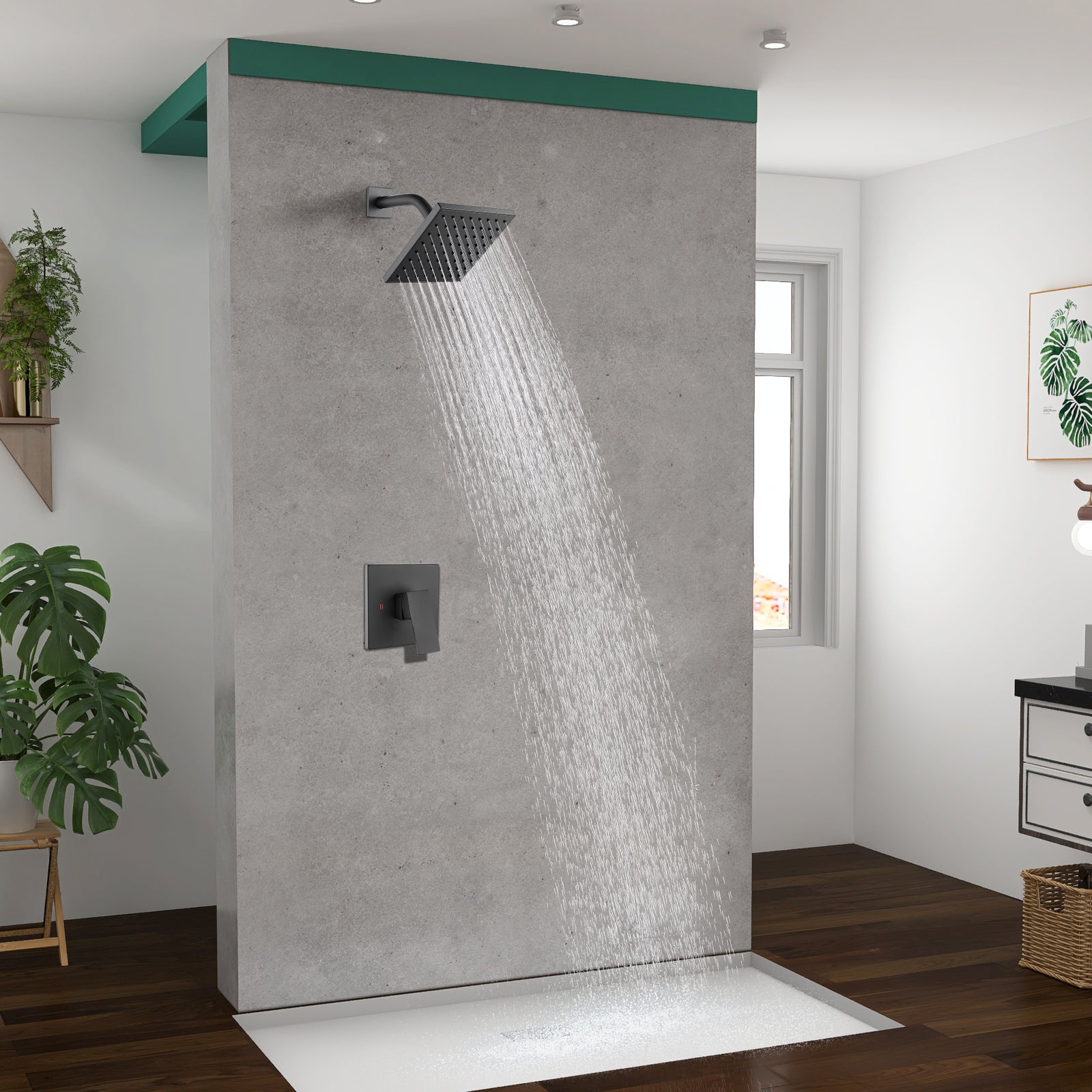 Heyalan Shower Faucet Set with 6-Inch Square Showerhead Single Function Shower Trim Kit with Solid Brass Male Thread Rough-in Valve Single-Handle Shower System
