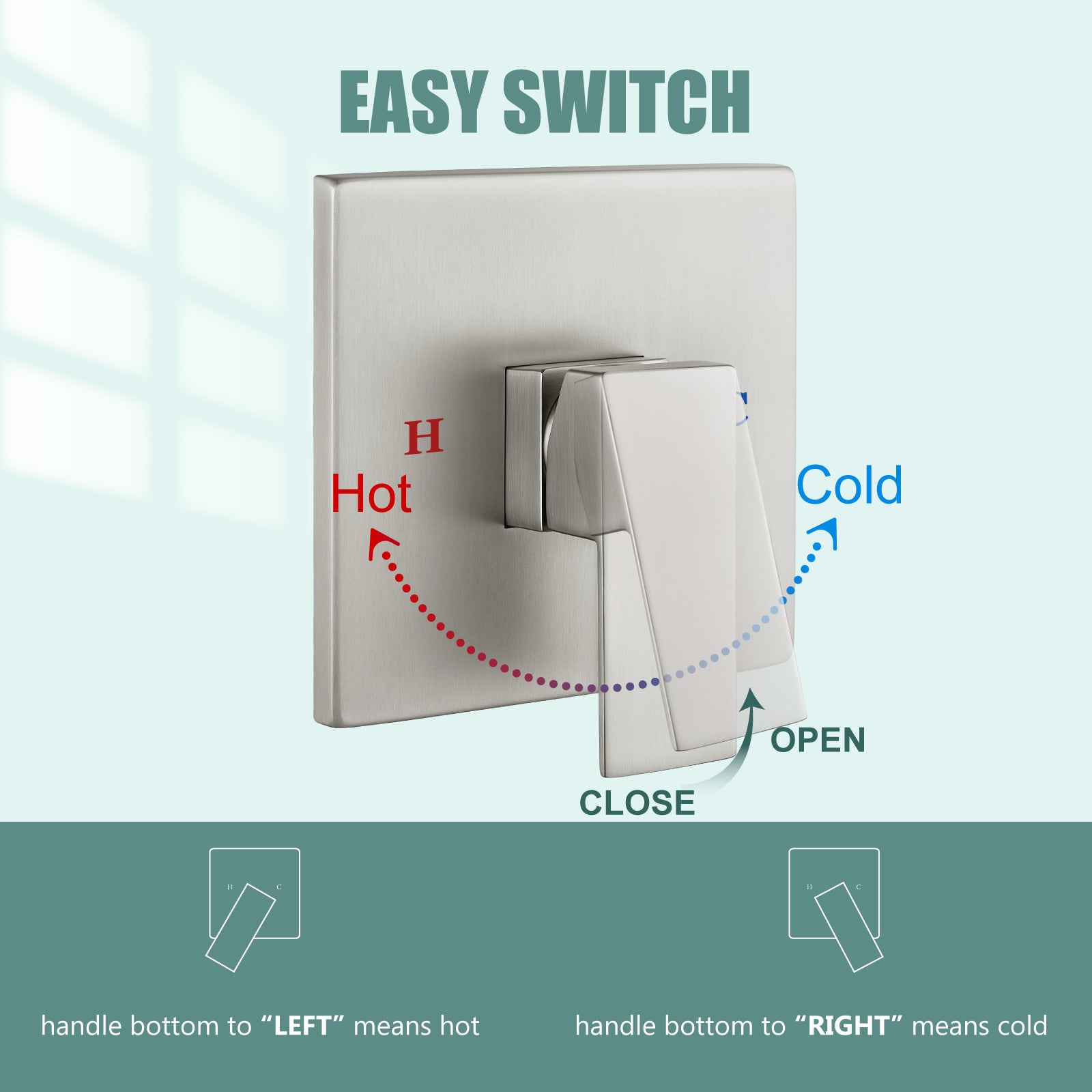 Heyalan Shower Faucet Set with 6-Inch Square Showerhead Single Function Shower Trim Kit with Solid Brass Male Thread Rough-in Valve Single-Handle Shower System