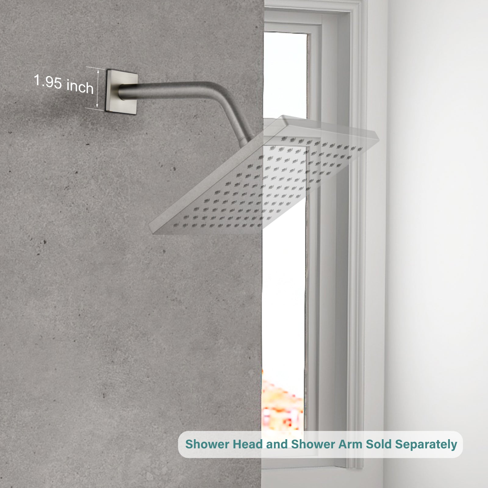 Heyalan Shower Arm Flange Plate, 1pc Modern Shower Escutcheon Cover Plate 2.5'', Universal Shower Head Arm Replacement Cover Plate, Square Escutcheon Wall Cover