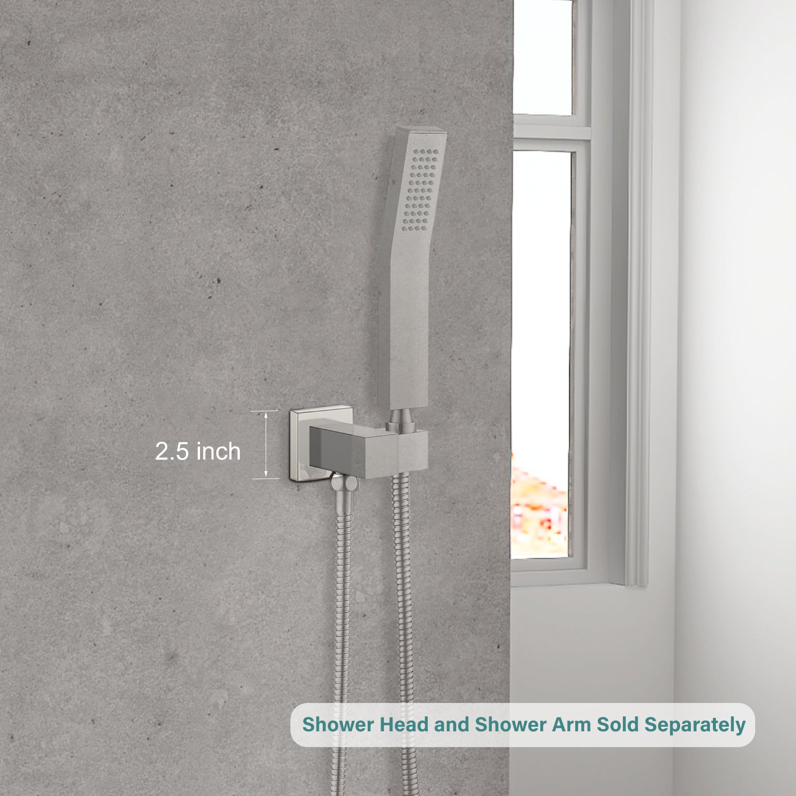 Heyalan Hand-held Shower Holder Flange Plate Modern Shower Escutcheon Cover Plate 2.5'' Shower Wand Bracket Replacement Cover Plate, Square Escutcheon Wall Cover 1pc