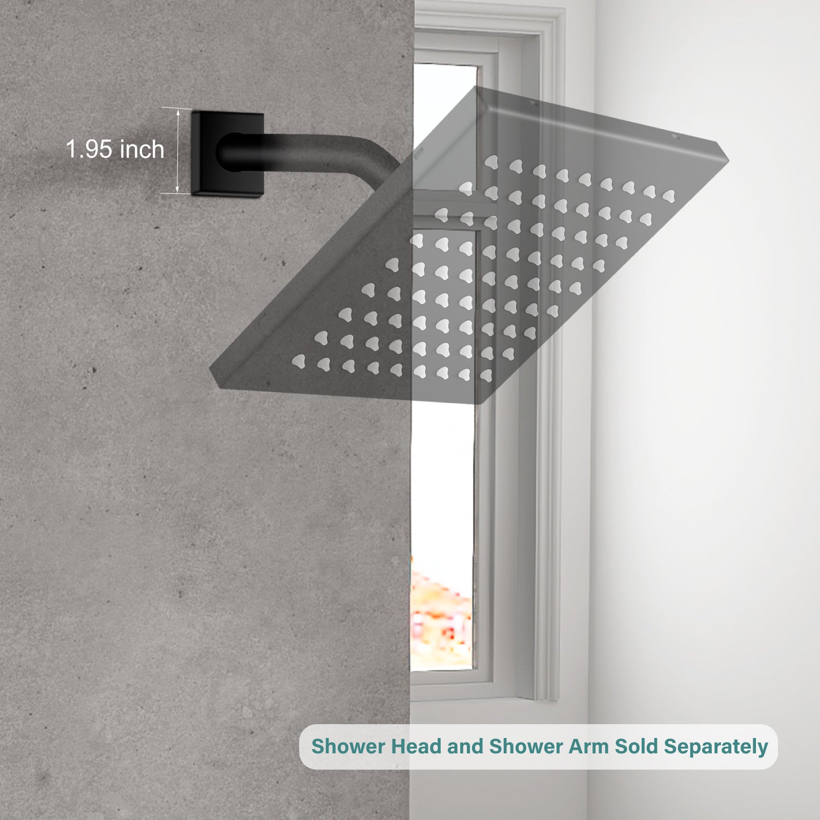 Heyalan Shower Arm Flange Plate, 1pc Modern Shower Escutcheon Cover Plate 2.5'', Universal Shower Head Arm Replacement Cover Plate, Square Escutcheon Wall Cover
