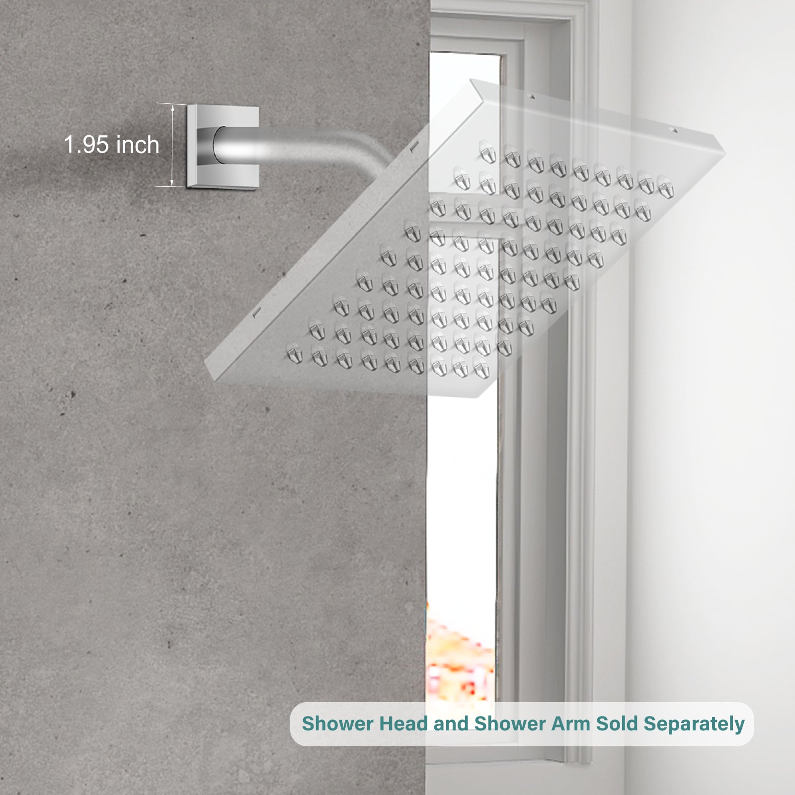 Heyalan Shower Arm Flange Plate, 1pc Modern Shower Escutcheon Cover Plate 2.5'', Universal Shower Head Arm Replacement Cover Plate, Square Escutcheon Wall Cover
