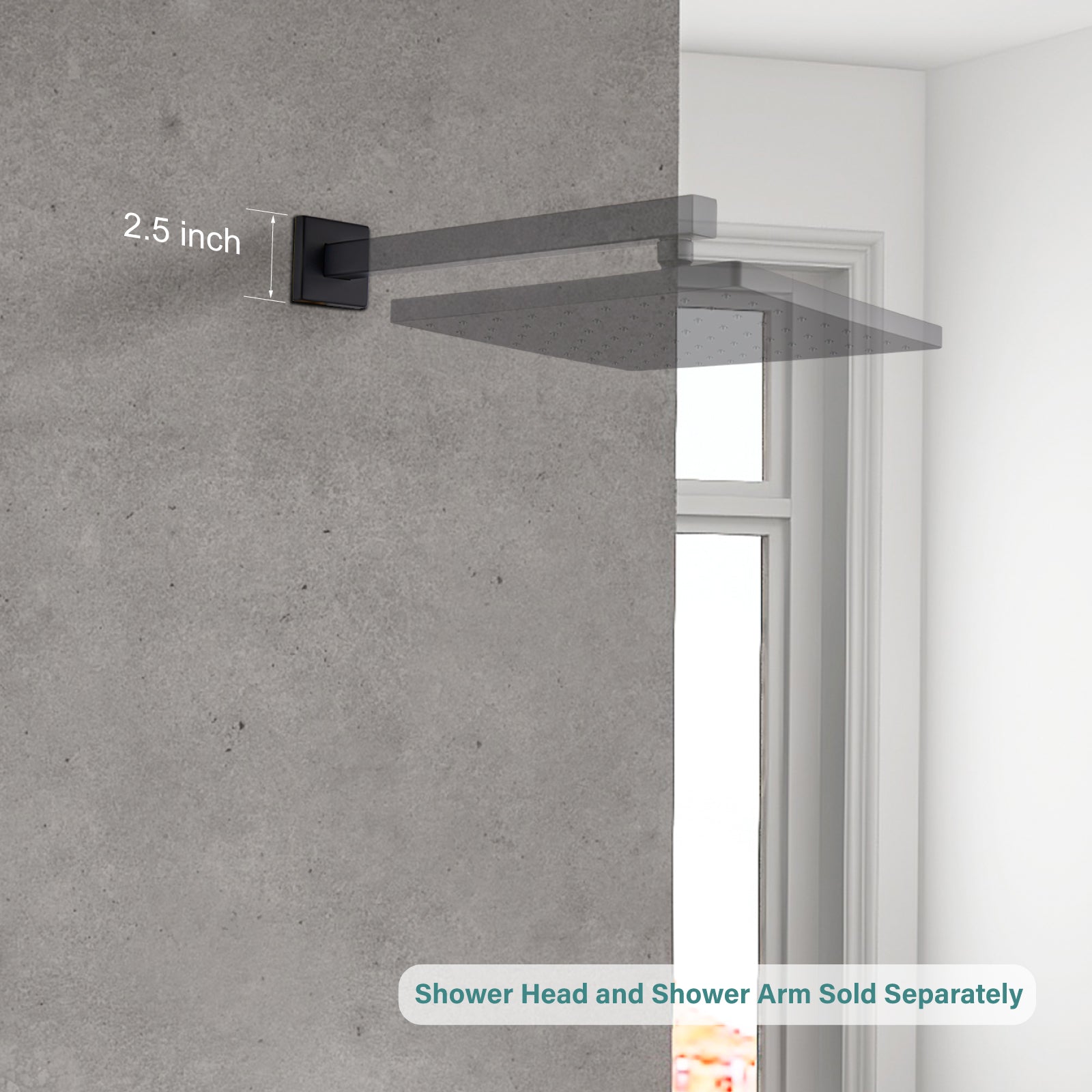 Heyalan Shower Arm Flange Plate, 1pc Modern Shower Escutcheon Cover Plate 2.5'', Universal Shower Head Arm Replacement Cover Plate, Square Escutcheon Wall Cover