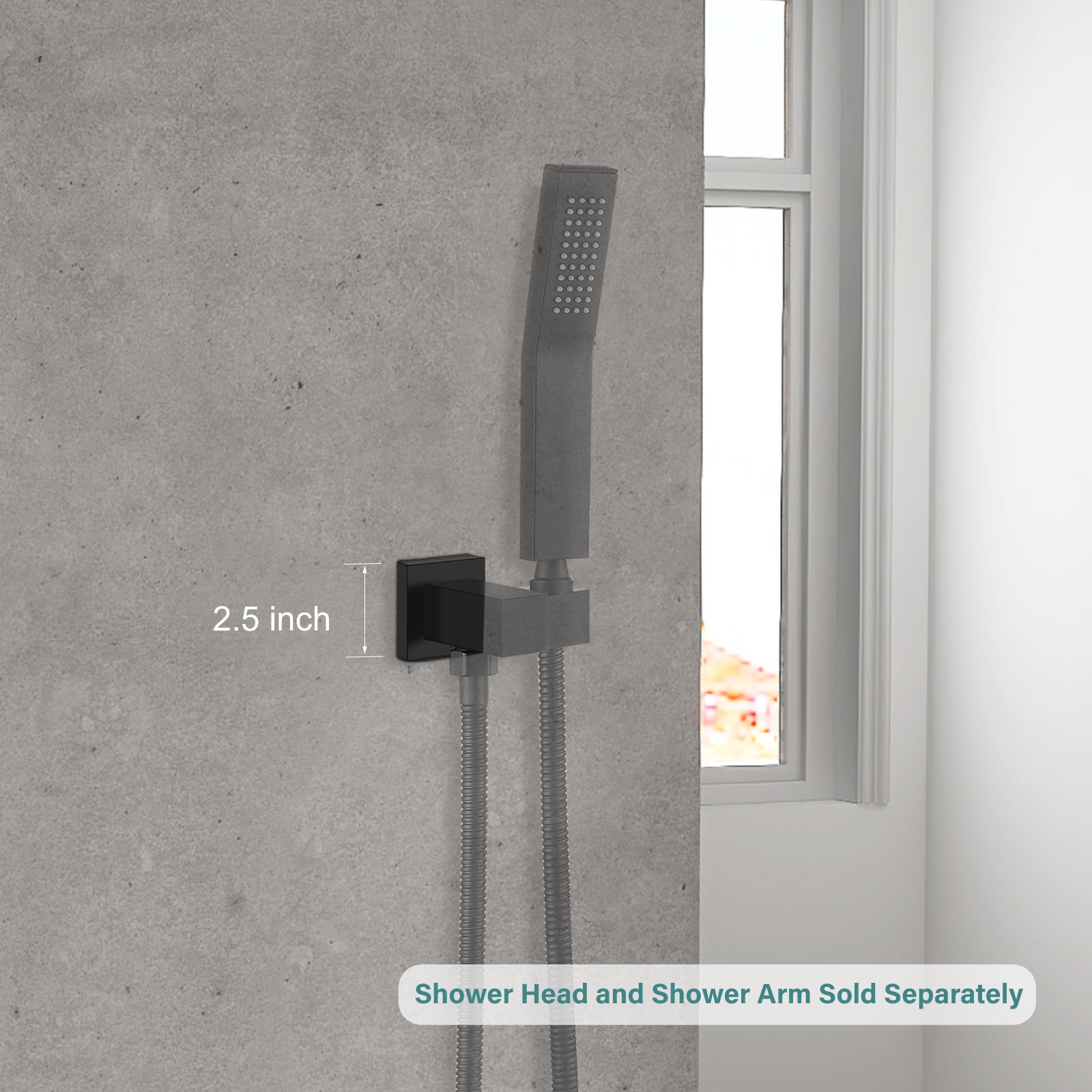 Heyalan Hand-held Shower Holder Flange Plate Modern Shower Escutcheon Cover Plate 2.5'' Shower Wand Bracket Replacement Cover Plate, Square Escutcheon Wall Cover 1pc