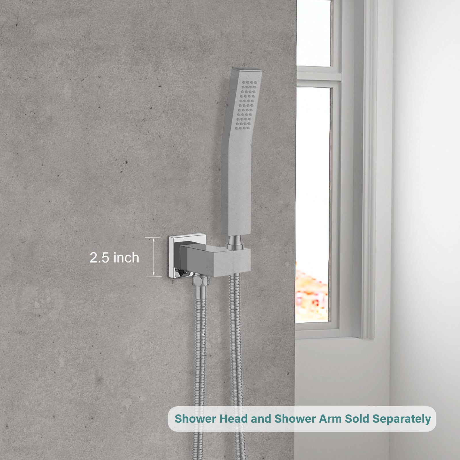 Heyalan Hand-held Shower Holder Flange Plate Modern Shower Escutcheon Cover Plate 2.5'' Shower Wand Bracket Replacement Cover Plate, Square Escutcheon Wall Cover 1pc