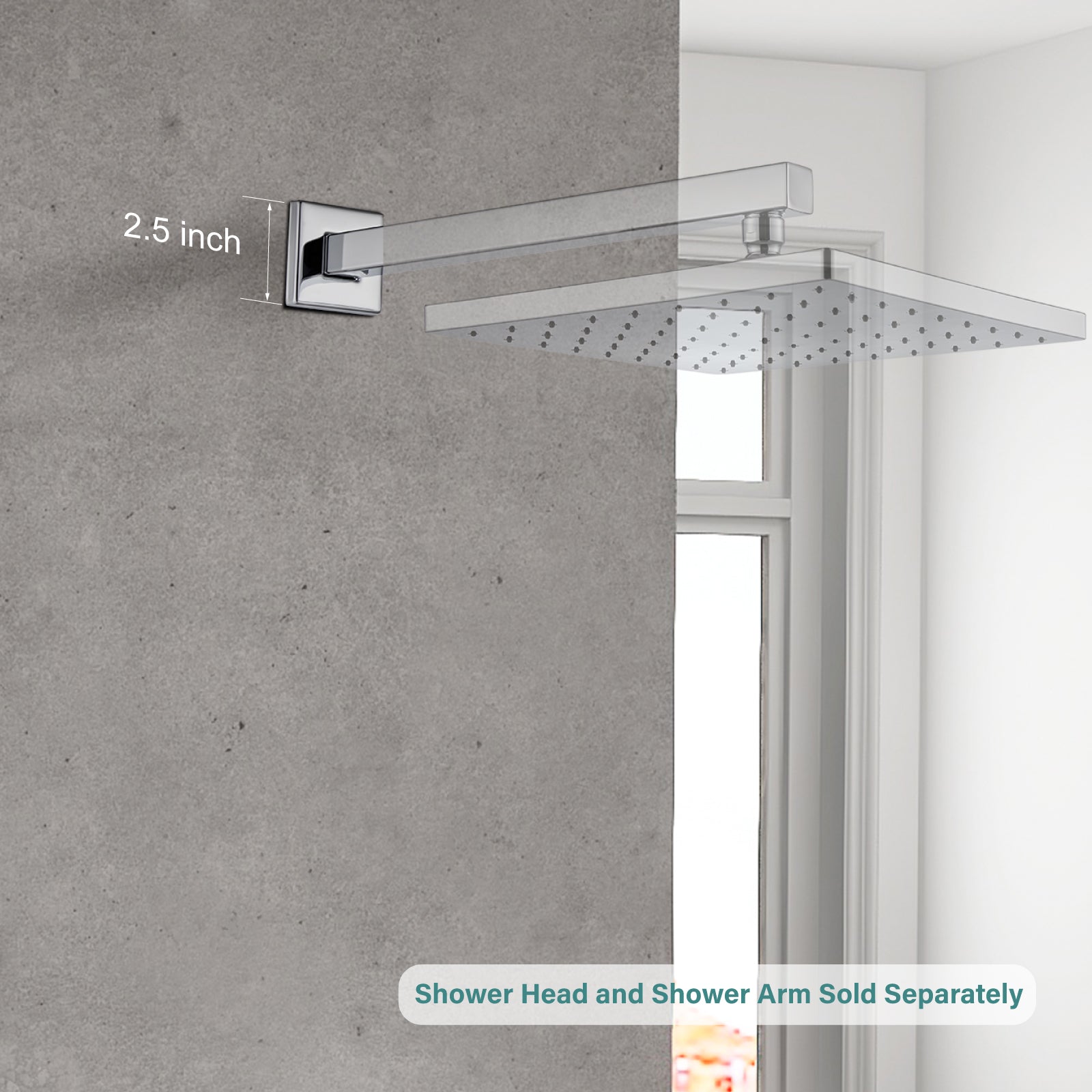 Heyalan Shower Arm Flange Plate, 1pc Modern Shower Escutcheon Cover Plate 2.5'', Universal Shower Head Arm Replacement Cover Plate, Square Escutcheon Wall Cover