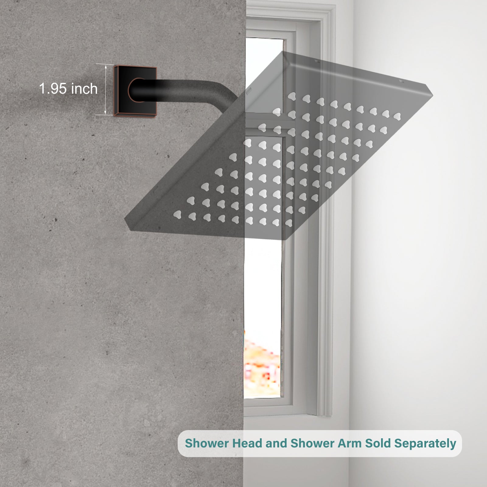 Heyalan Shower Arm Flange Plate, 1pc Modern Shower Escutcheon Cover Plate 2.5'', Universal Shower Head Arm Replacement Cover Plate, Square Escutcheon Wall Cover