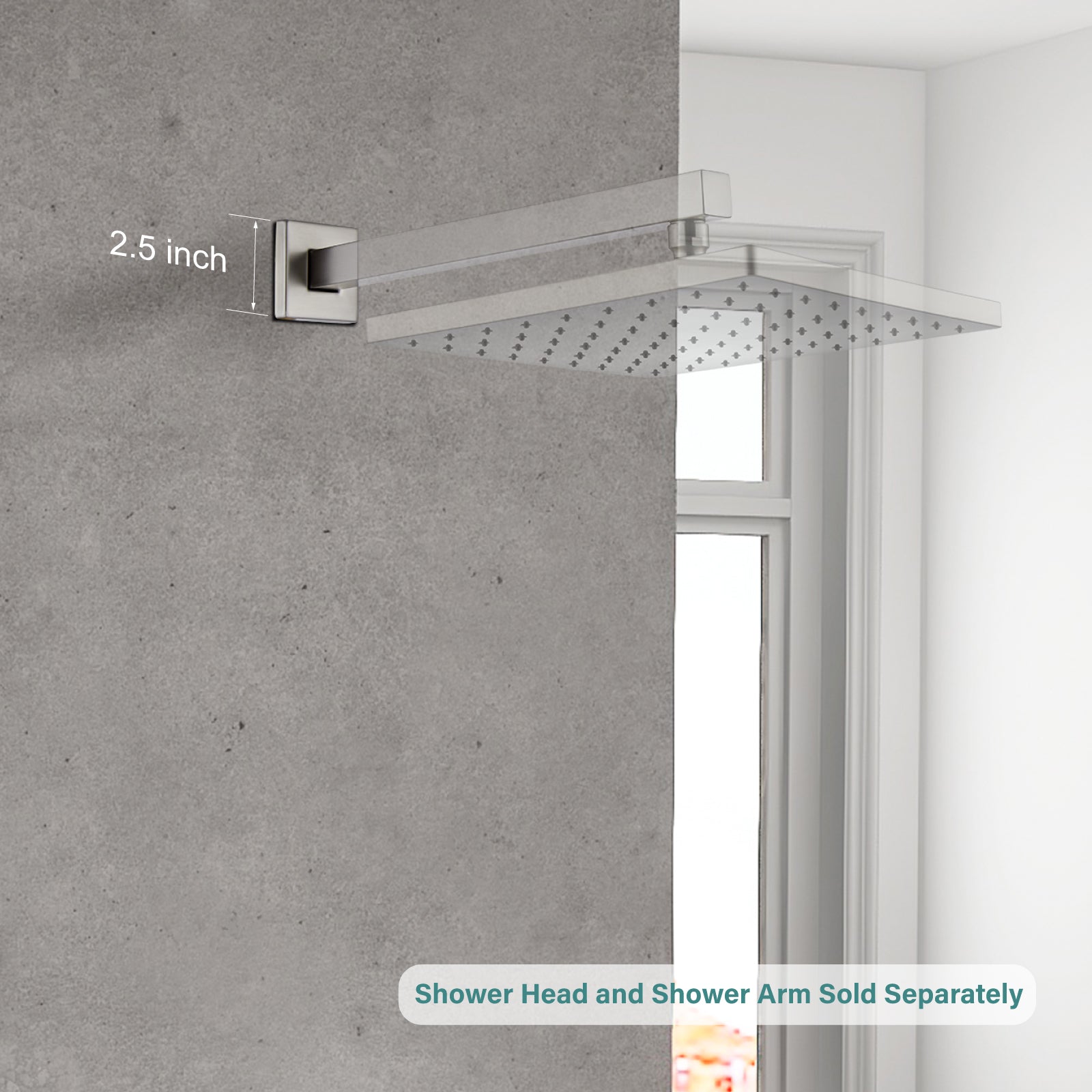 Heyalan Shower Arm Flange Plate, 1pc Modern Shower Escutcheon Cover Plate 2.5'', Universal Shower Head Arm Replacement Cover Plate, Square Escutcheon Wall Cover