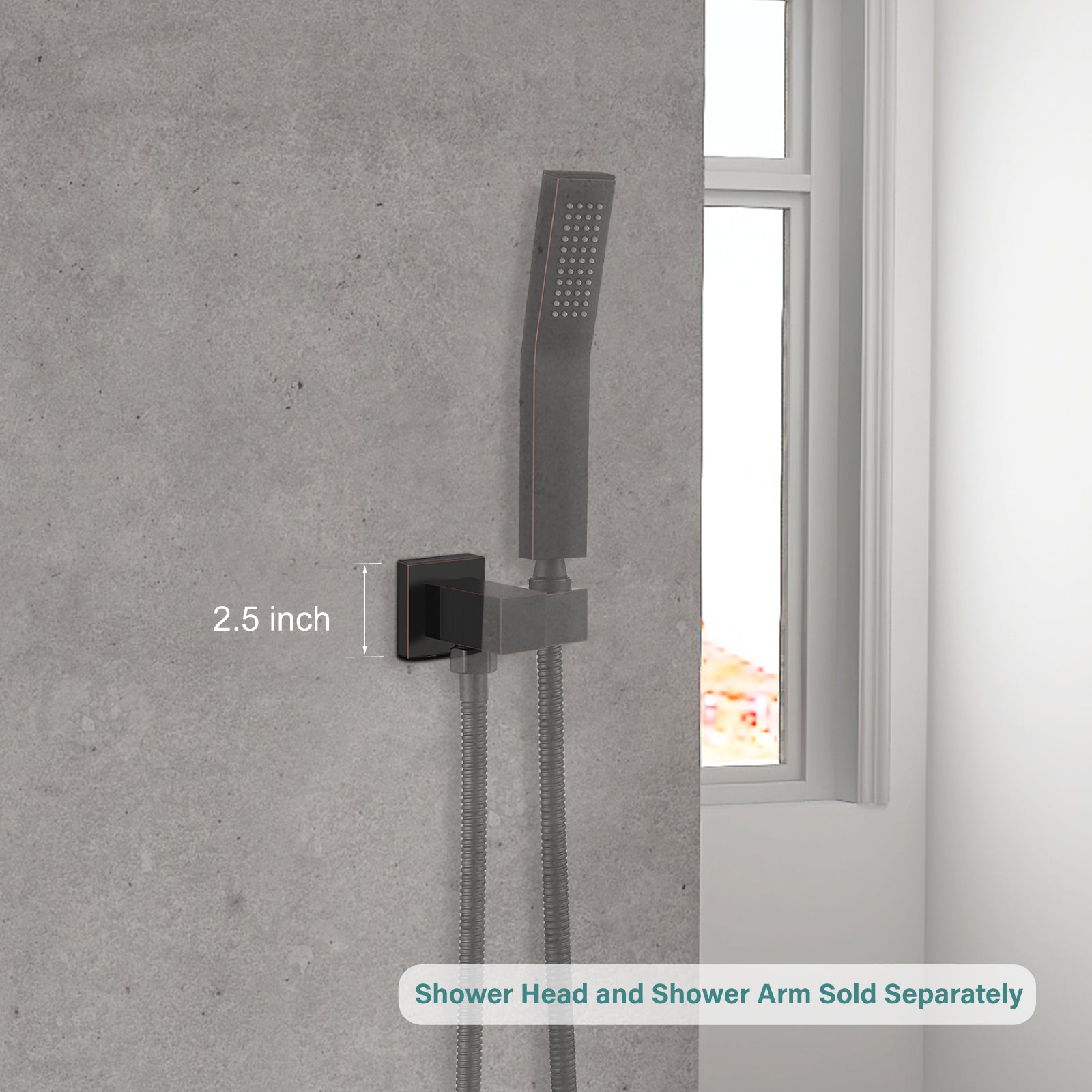 Heyalan Hand-held Shower Holder Flange Plate Modern Shower Escutcheon Cover Plate 2.5'' Shower Wand Bracket Replacement Cover Plate, Square Escutcheon Wall Cover 1pc