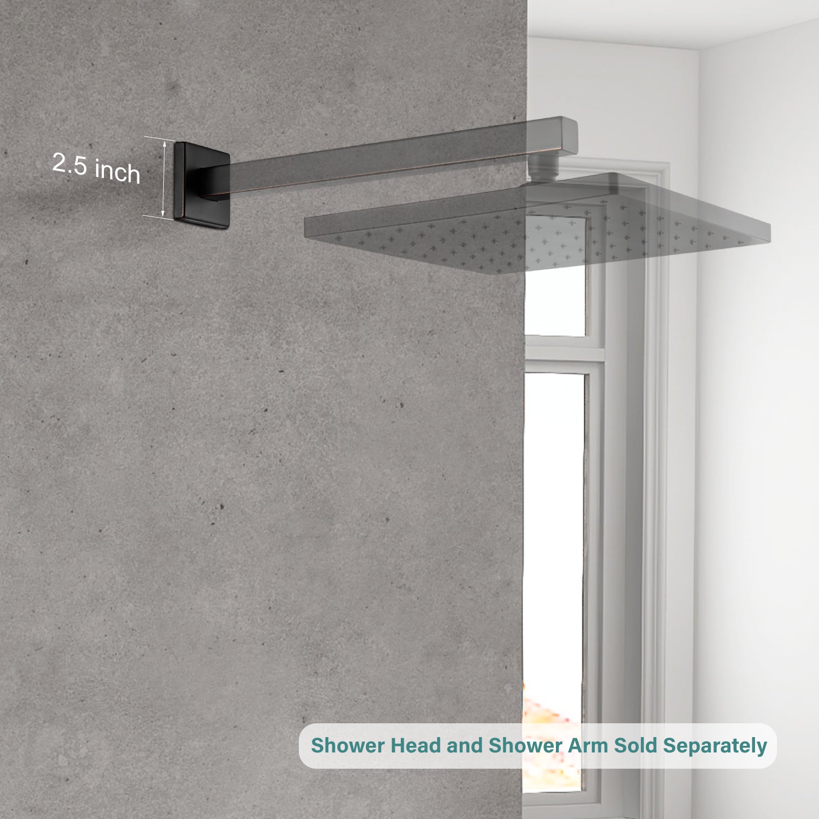 Heyalan Shower Arm Flange Plate, 1pc Modern Shower Escutcheon Cover Plate 2.5'', Universal Shower Head Arm Replacement Cover Plate, Square Escutcheon Wall Cover