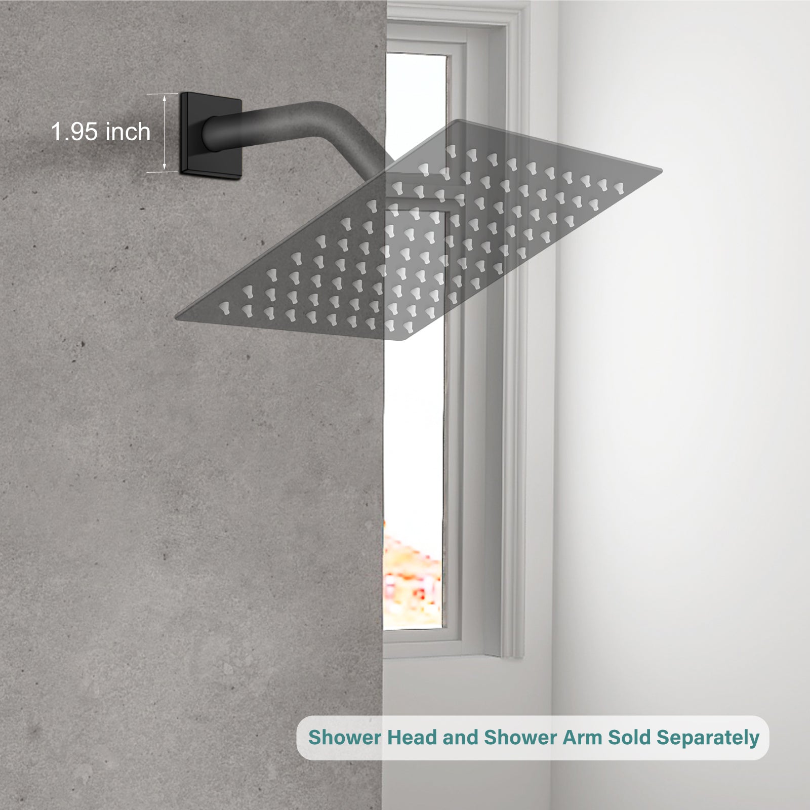 Heyalan Shower Arm Flange Plate, 1pc Modern Shower Escutcheon Cover Plate 2.5'', Universal Shower Head Arm Replacement Cover Plate, Square Escutcheon Wall Cover