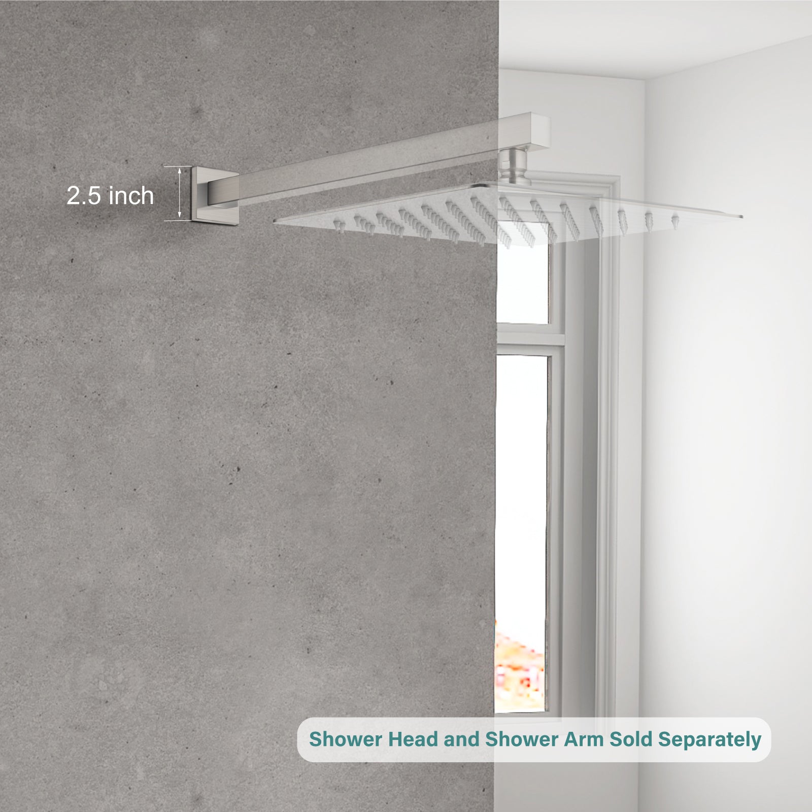 Heyalan Shower Arm Flange Plate, 1pc Modern Shower Escutcheon Cover Plate 2.5'', Universal Shower Head Arm Replacement Cover Plate, Square Escutcheon Wall Cover