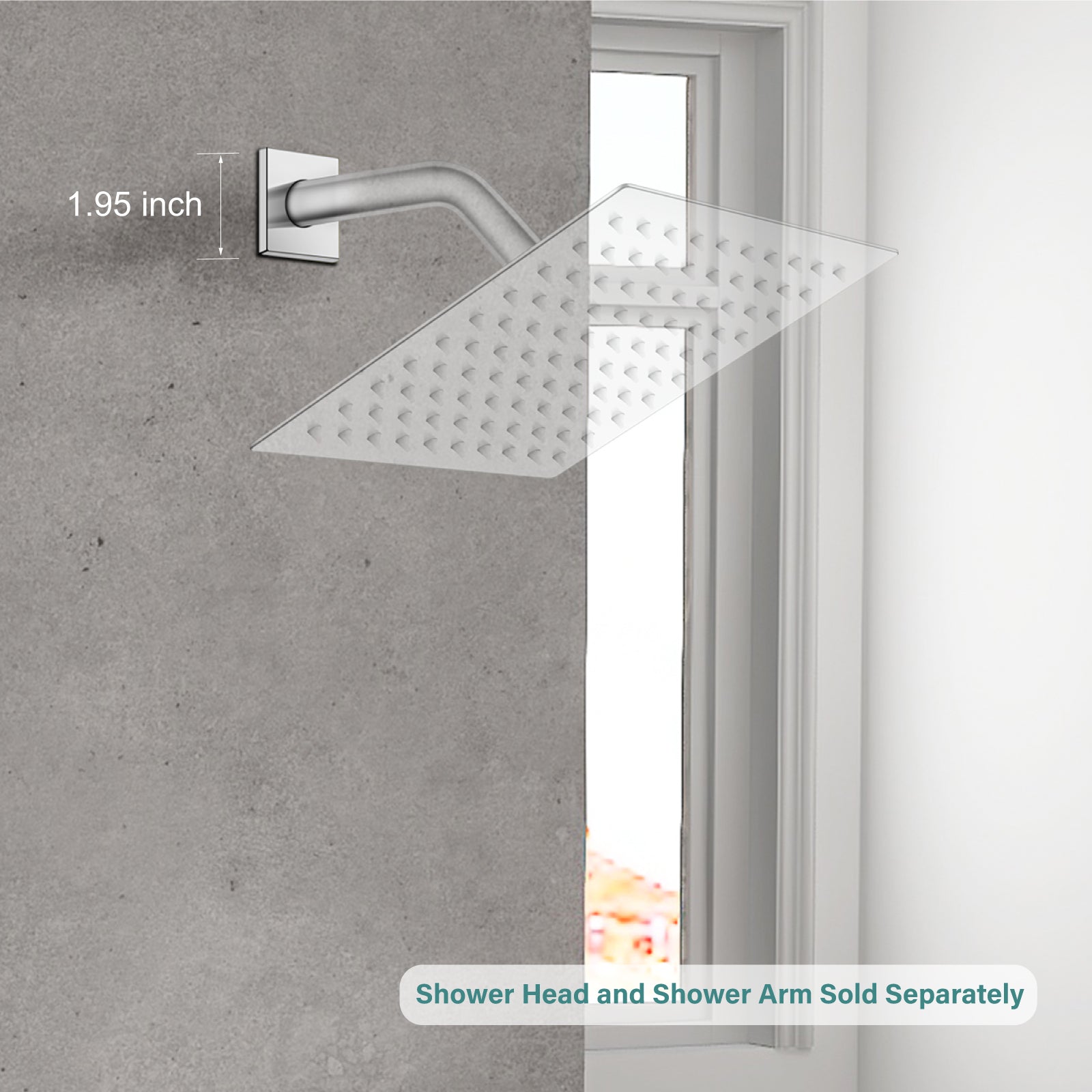 Heyalan Shower Arm Flange Plate, 1pc Modern Shower Escutcheon Cover Plate 2.5'', Universal Shower Head Arm Replacement Cover Plate, Square Escutcheon Wall Cover