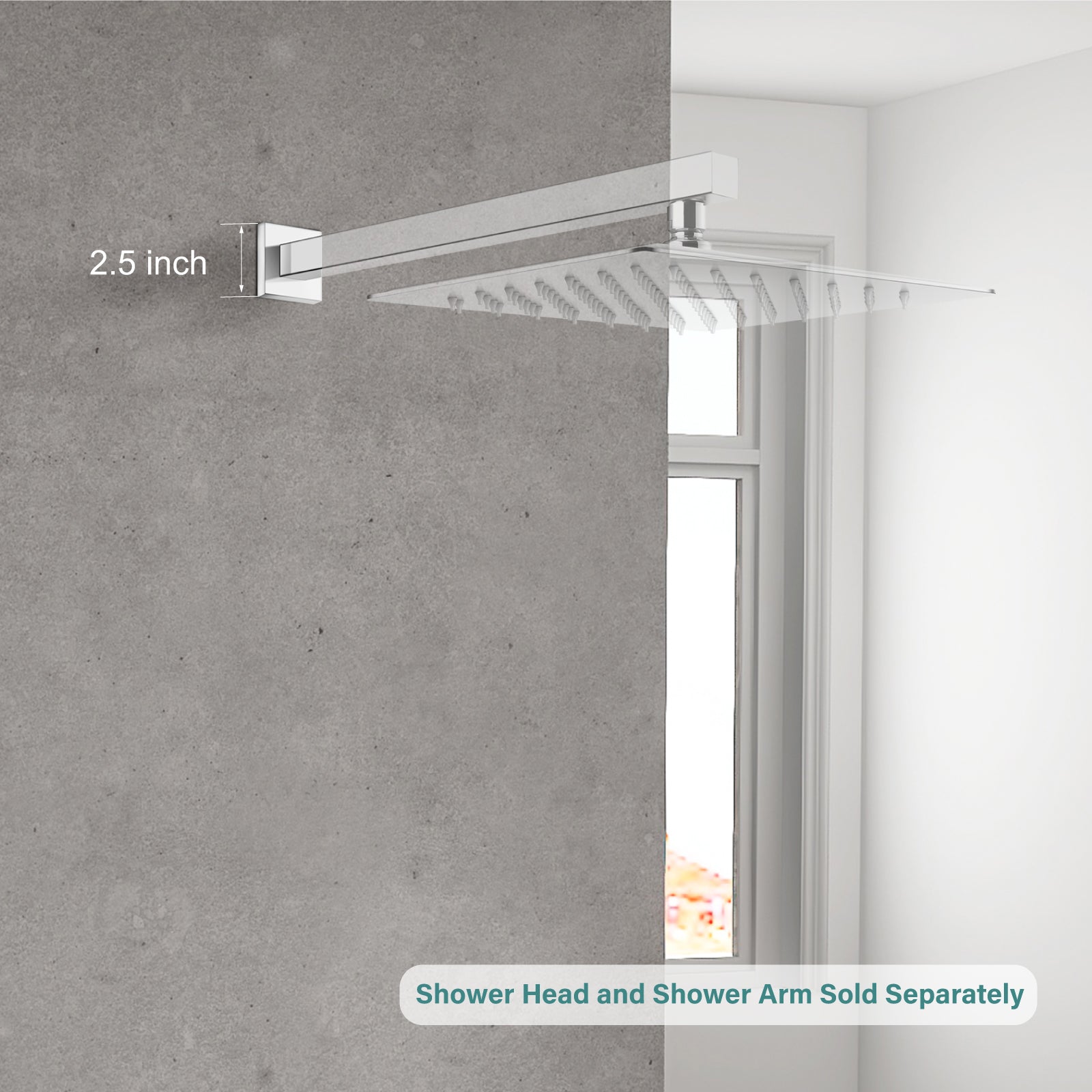 Heyalan Shower Arm Flange Plate, 1pc Modern Shower Escutcheon Cover Plate 2.5'', Universal Shower Head Arm Replacement Cover Plate, Square Escutcheon Wall Cover