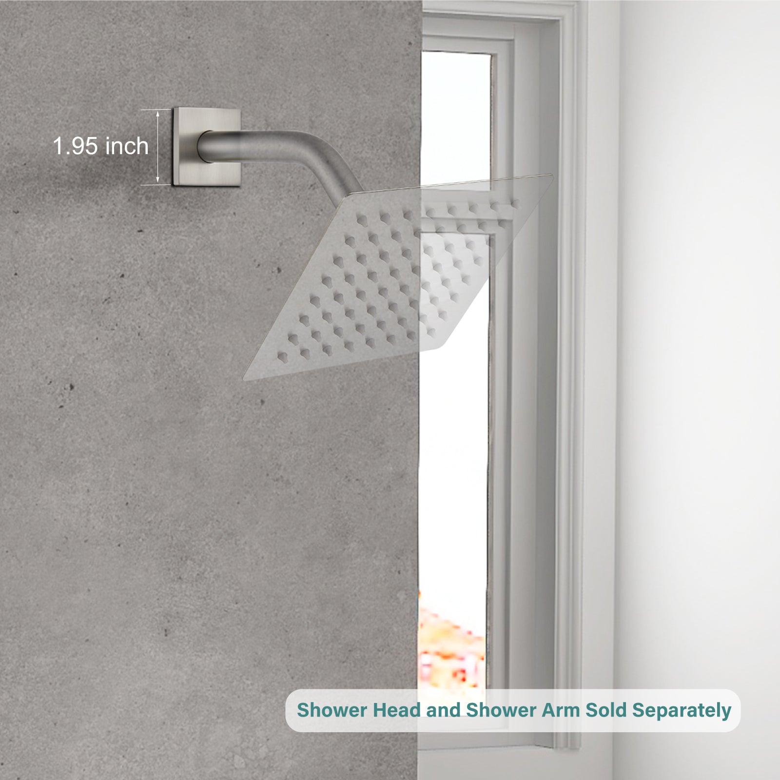 Heyalan Shower Arm Flange Plate, 1pc Modern Shower Escutcheon Cover Plate 2.5'', Universal Shower Head Arm Replacement Cover Plate, Square Escutcheon Wall Cover