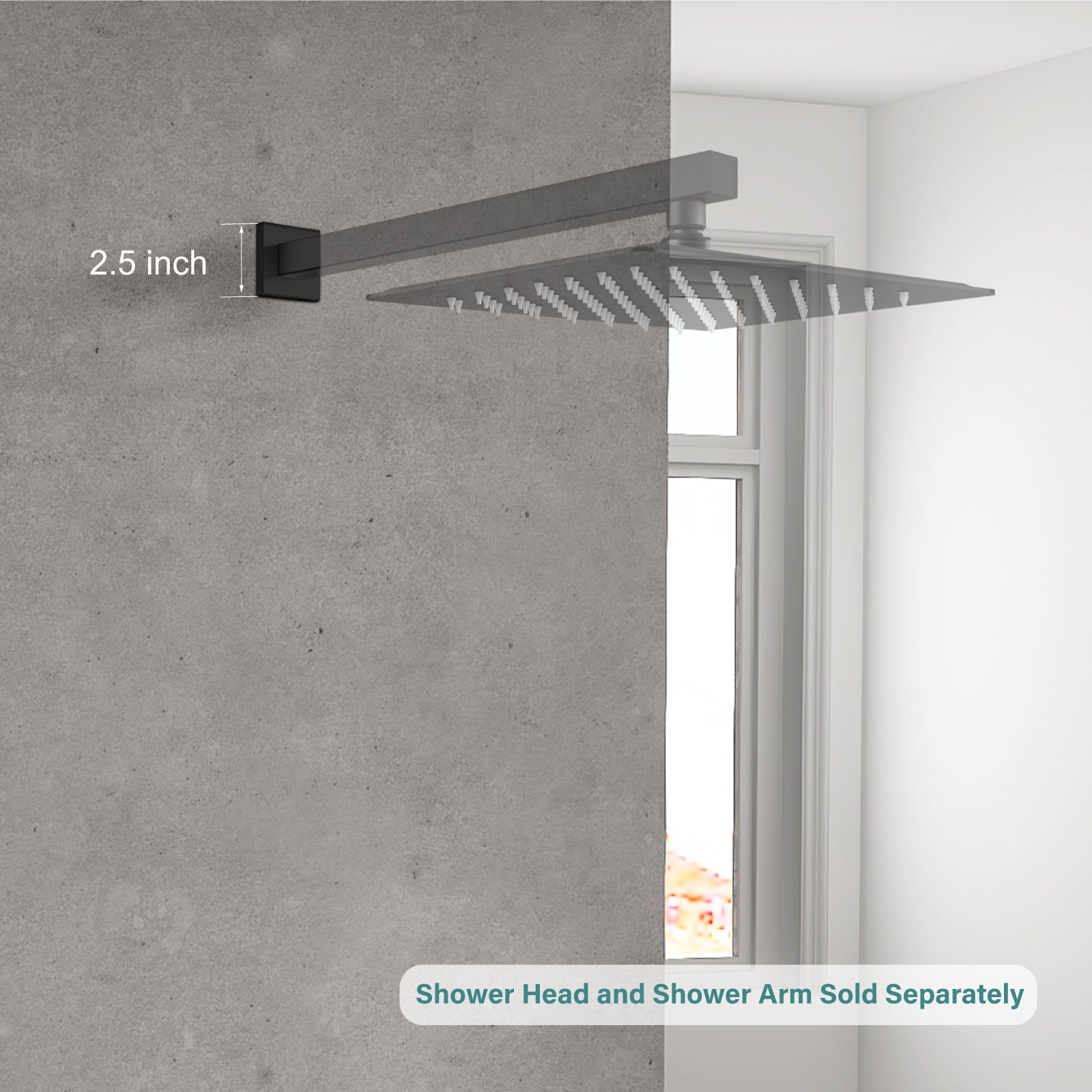 Heyalan Shower Arm Flange Plate, 1pc Modern Shower Escutcheon Cover Plate 2.5'', Universal Shower Head Arm Replacement Cover Plate, Square Escutcheon Wall Cover