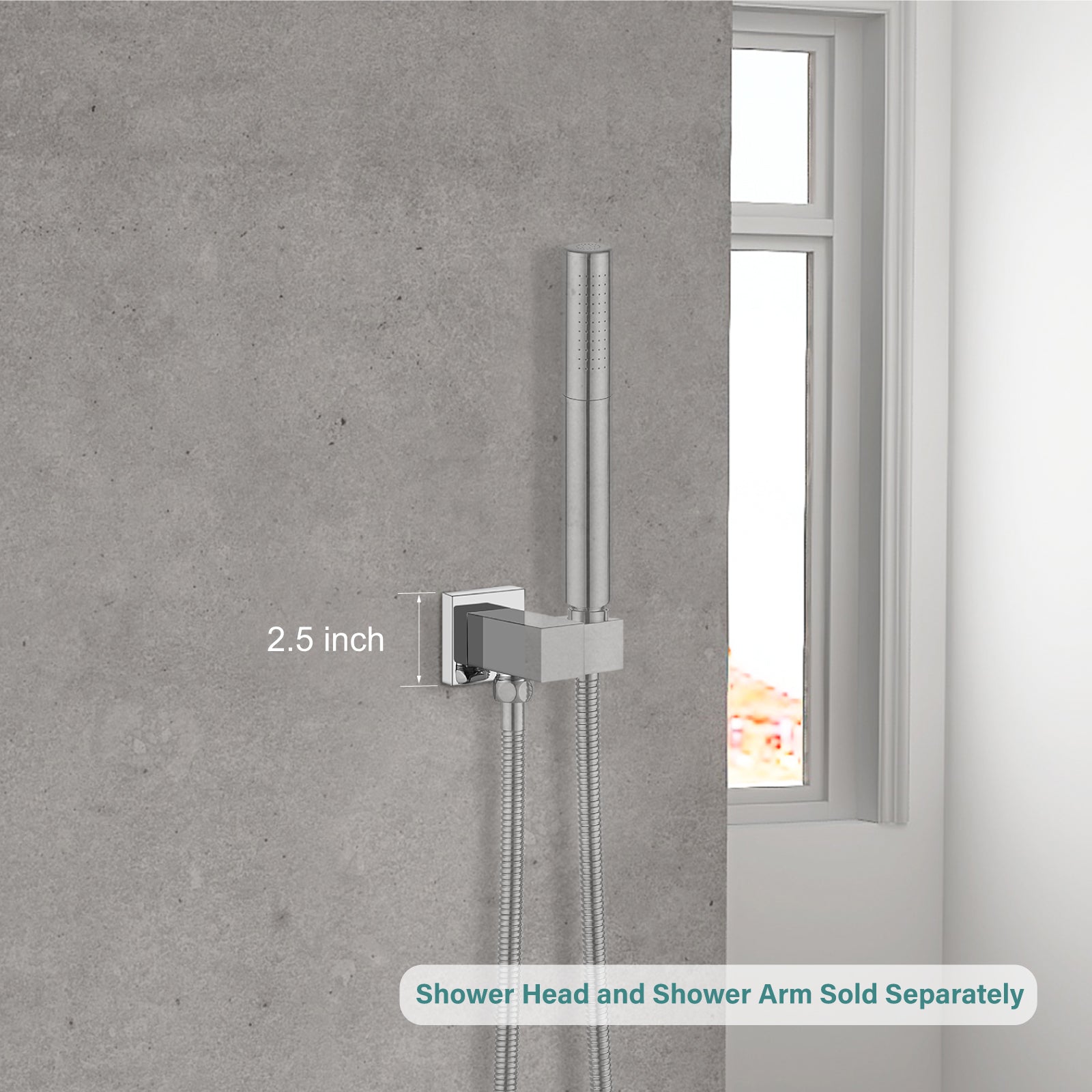 Heyalan Hand-held Shower Holder Flange Plate Modern Shower Escutcheon Cover Plate 2.5'' Shower Wand Bracket Replacement Cover Plate, Square Escutcheon Wall Cover 1pc