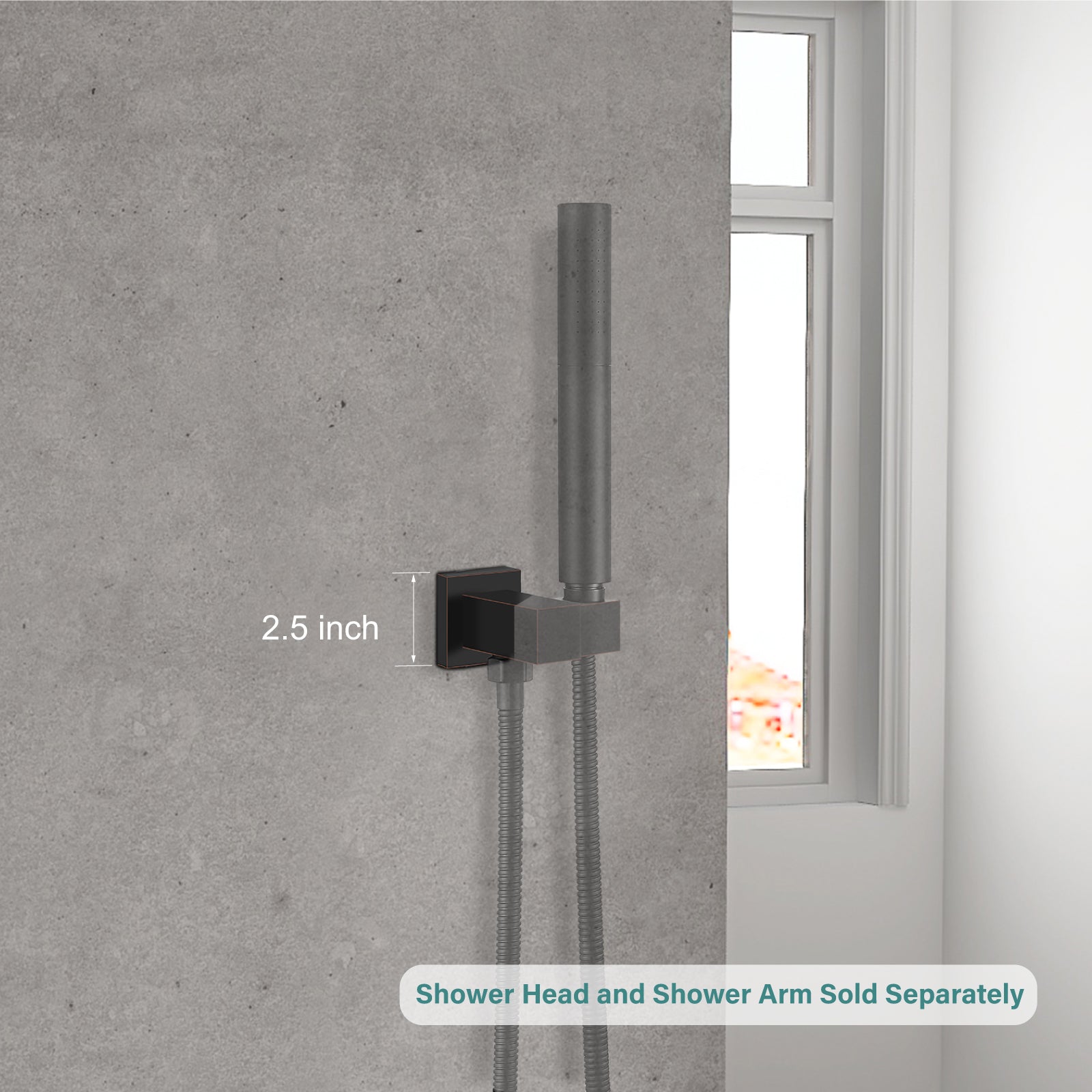 Heyalan Hand-held Shower Holder Flange Plate Modern Shower Escutcheon Cover Plate 2.5'' Shower Wand Bracket Replacement Cover Plate, Square Escutcheon Wall Cover 1pc