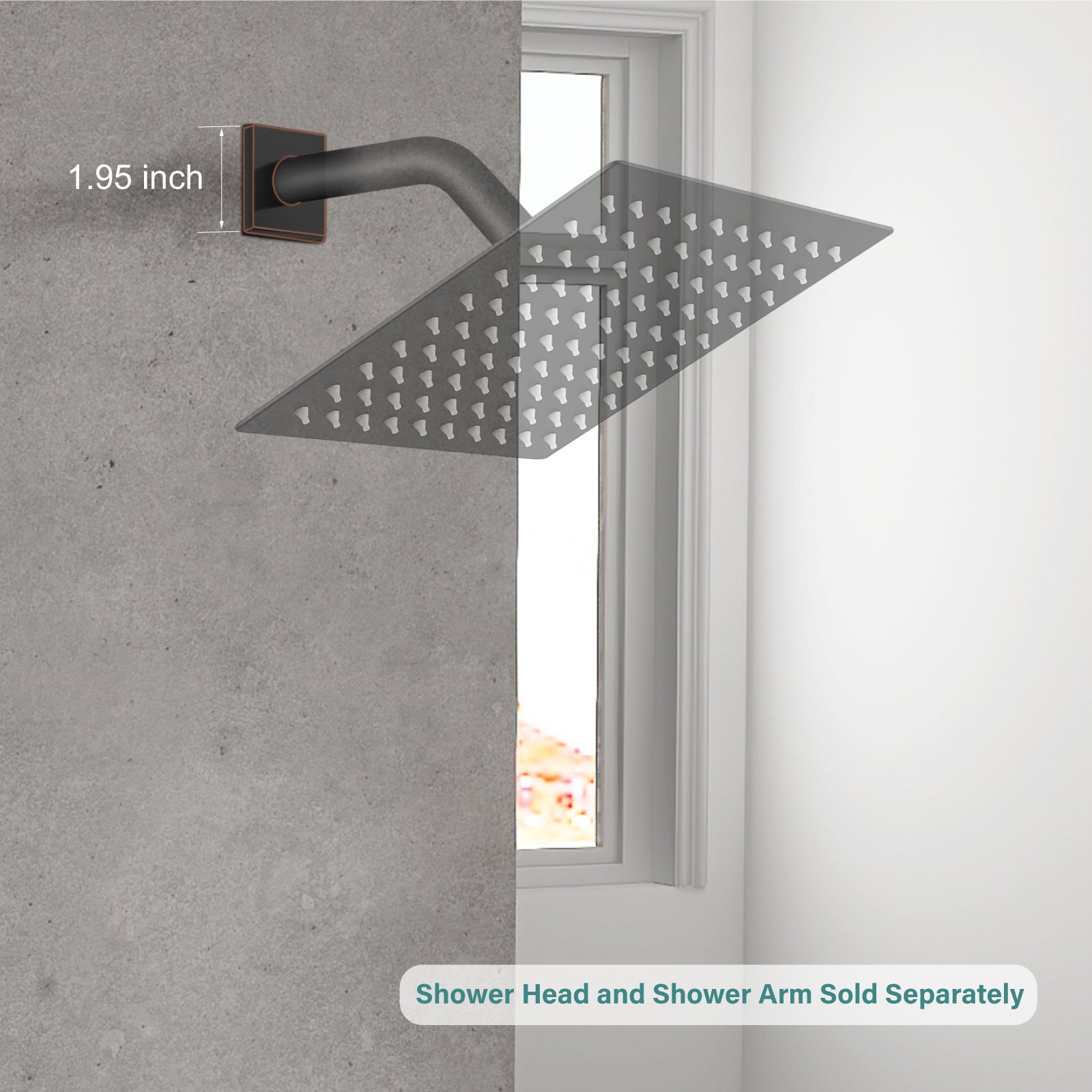Heyalan Shower Arm Flange Plate, 1pc Modern Shower Escutcheon Cover Plate 2.5'', Universal Shower Head Arm Replacement Cover Plate, Square Escutcheon Wall Cover