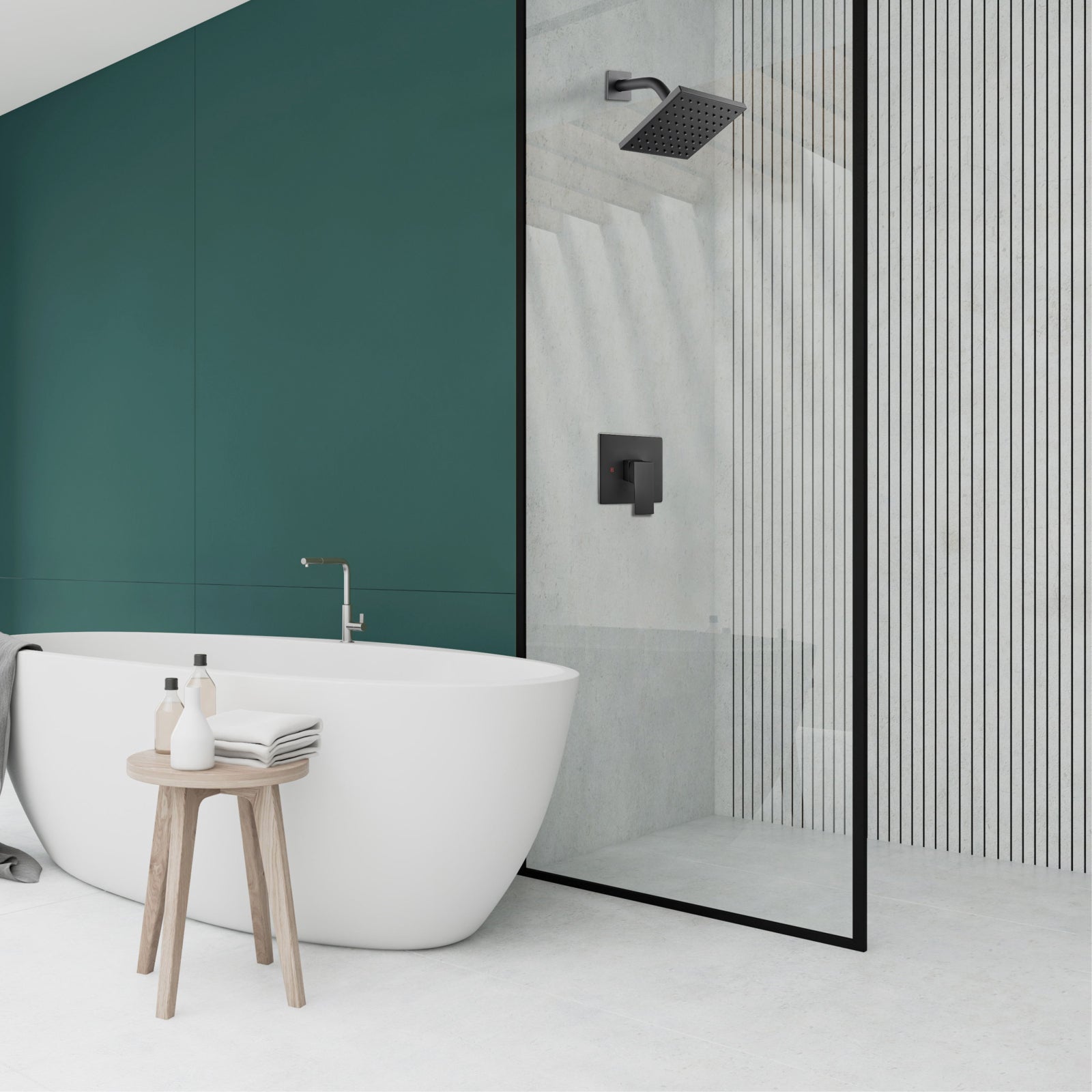 Heyalan Shower Faucet Set with 6-Inch Square Showerhead Single Function Shower Trim Kit with Solid Brass Male Thread Rough-in Valve Single-Handle Shower System