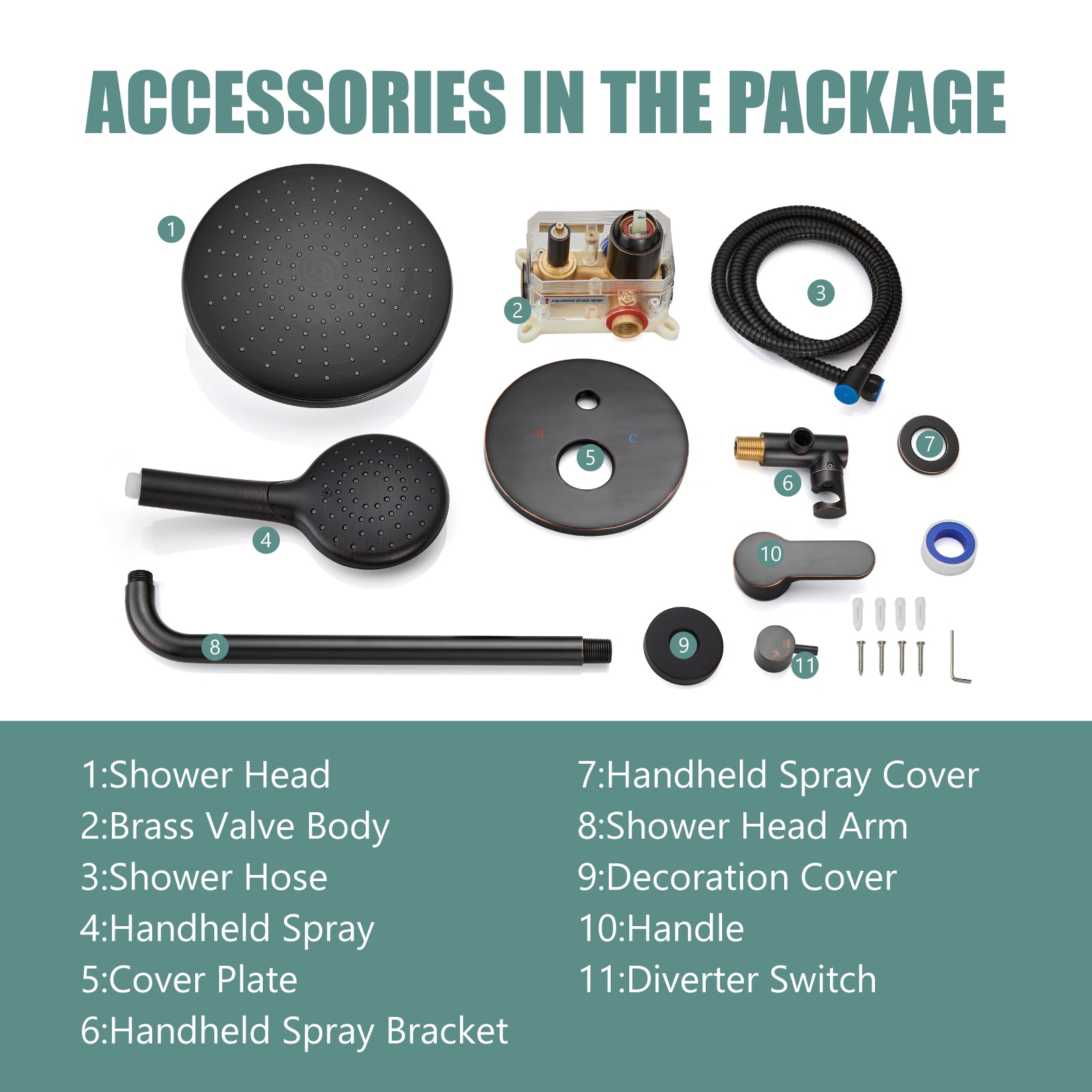 Heyalan Wall Mounted Shower Faucet Set for Bathroom with Pressure Balance Valve 10 Inch Rainfall Shower head and ABS Round Shower Wand with Single function Handheld Spray Without Tub Spout