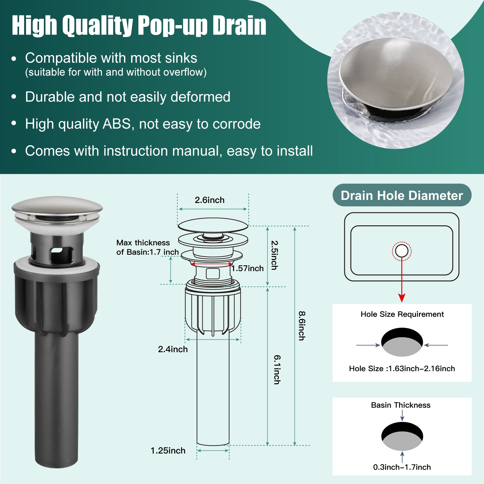 Heyalan Bar Sink Faucet 1 Hole Bathroom Sink Faucet,Stainless Steel 1 Handle with Cold and Hot Water Temperature RV Kitchen Restroom Utility Outdoor Faucet for Vanity Lavatory
