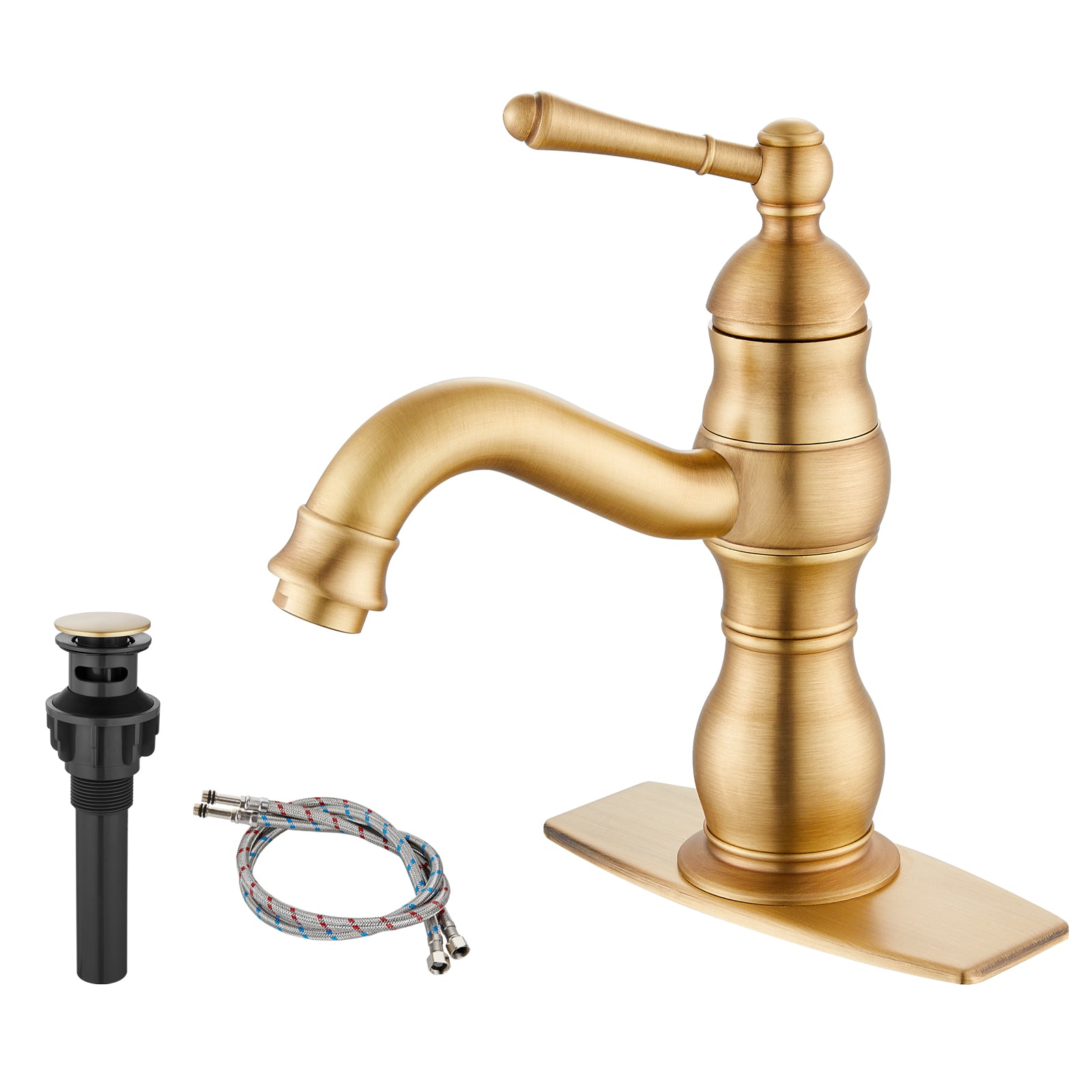 Heyalan Bathroom Sink Faucet 1 Handle Single Hole Lavatory Vanity Basin Commercial Mixer Tap Deck Mount Pop Up Drain Include