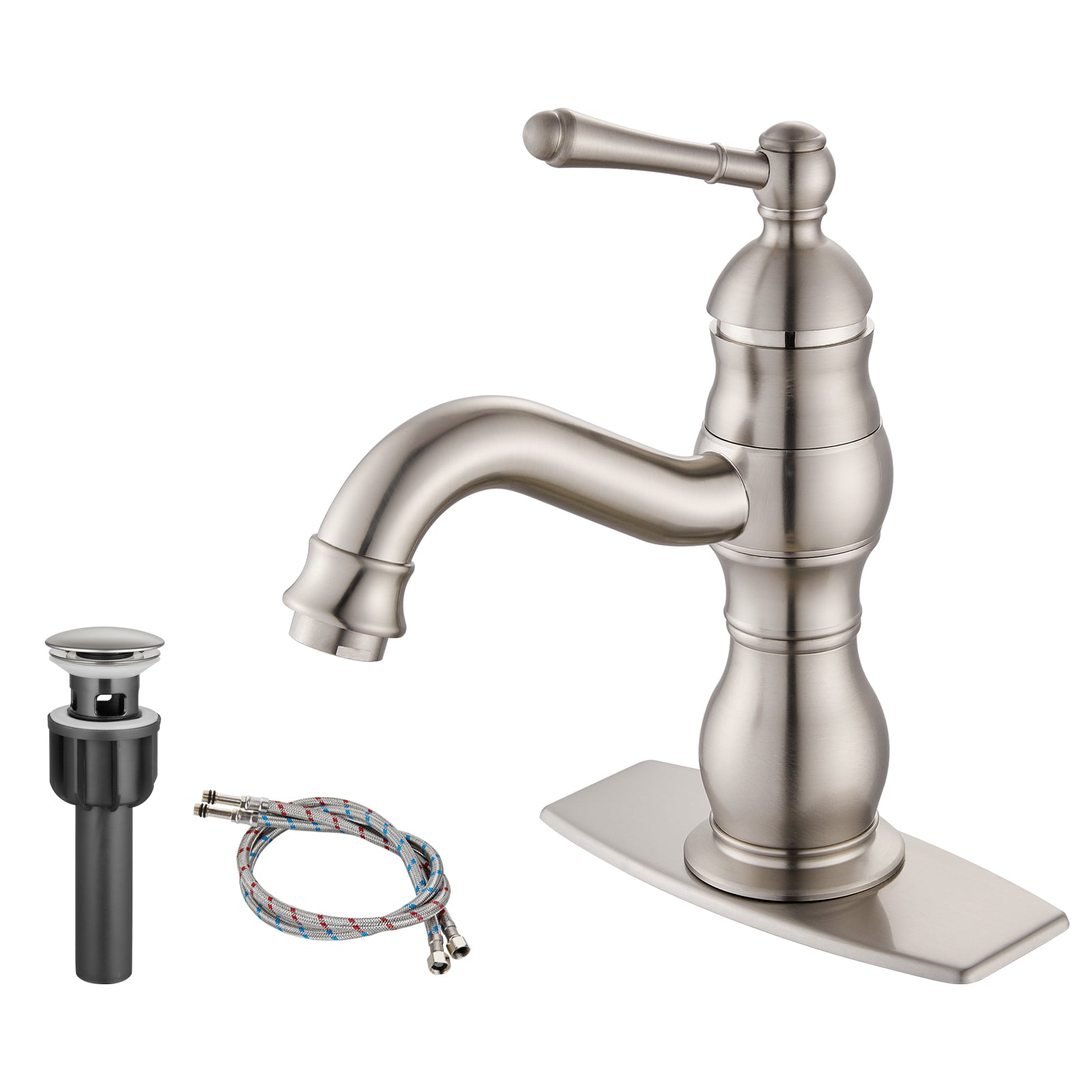 Heyalan Bathroom Sink Faucet 1 Handle Single Hole Lavatory Vanity Basin Commercial Mixer Tap Deck Mount Pop Up Drain Include