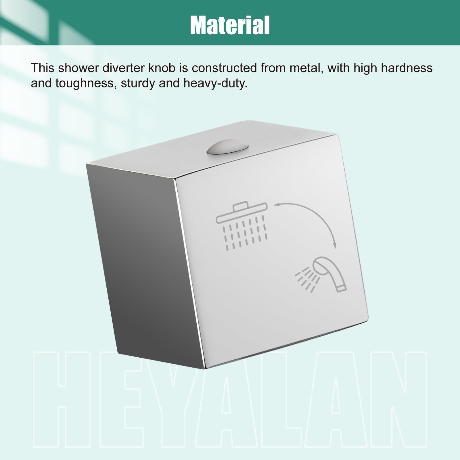 Heyalan Shower Diverter Knob 2 functions Shower Water Flow Converter Square