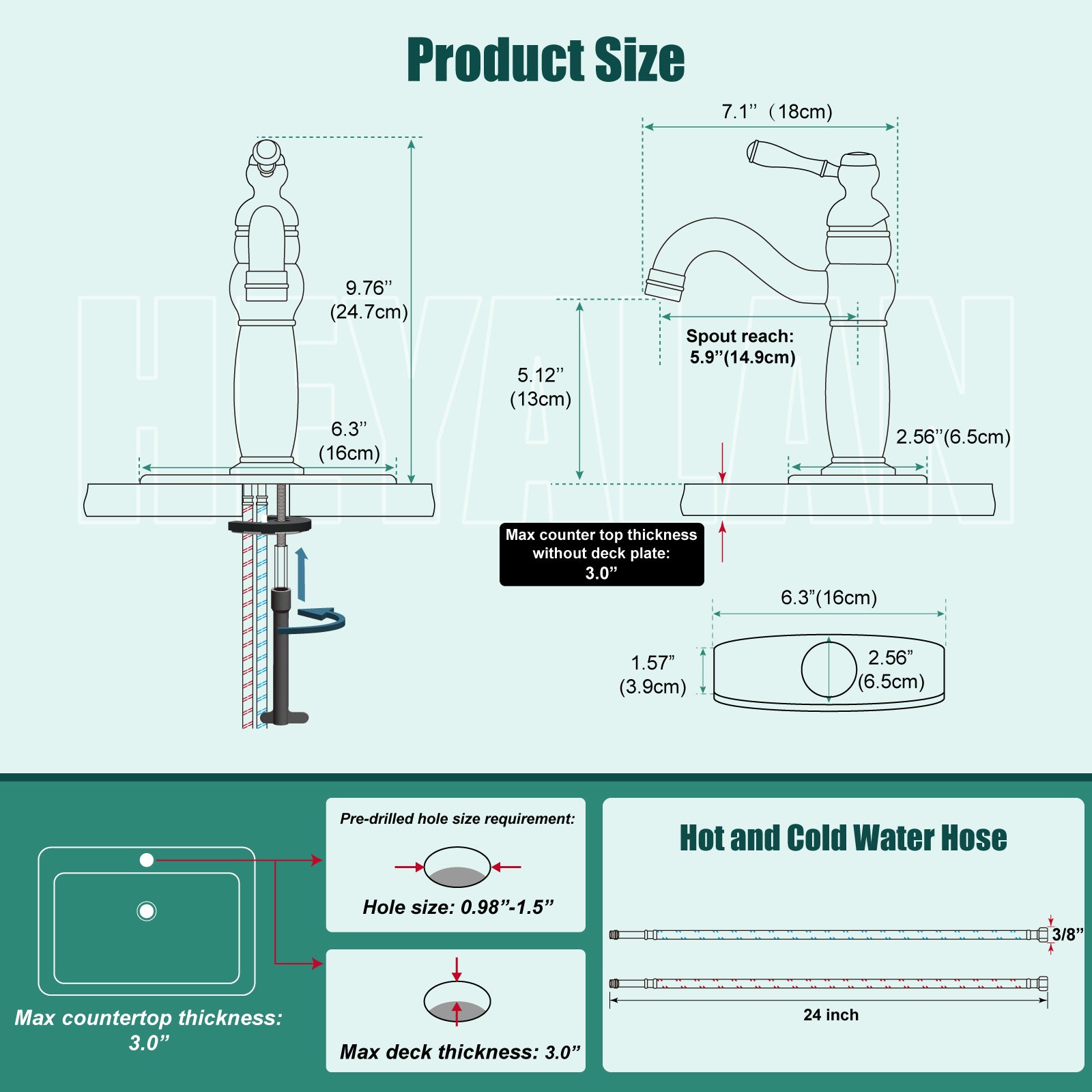Heyalan Bathroom Lavatory Vessel Sink Faucet Single Hole 1 Lever Vintage Vessel Mixer Tap Retro Hot and Cold Water Solid Brass Pop-up Drain Included Deck Mounted
