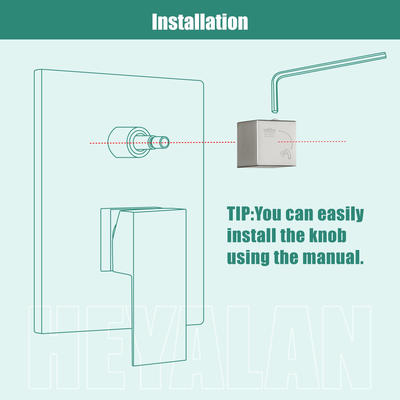 Heyalan Shower Diverter Knob 2 functions Shower Water Flow Converter Square