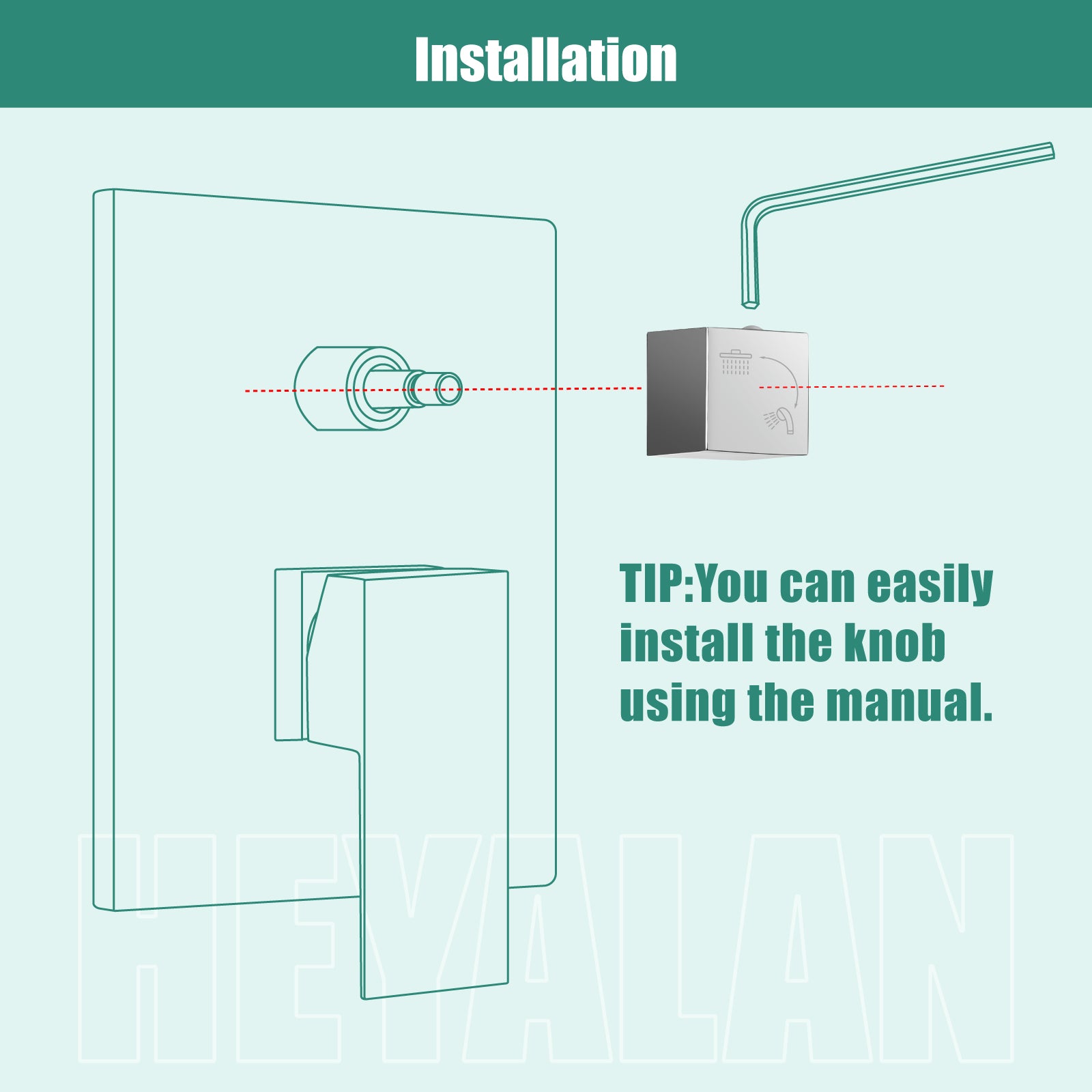 Heyalan Shower Diverter Knob 2 functions Shower Water Flow Converter Square
