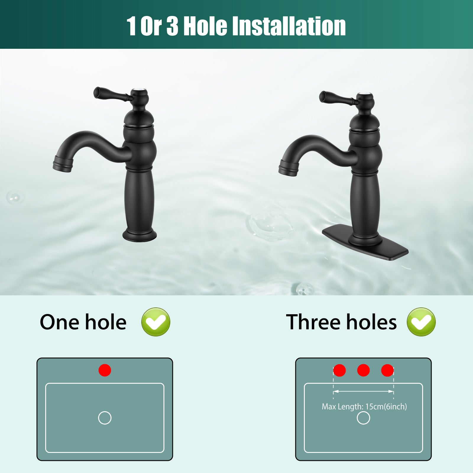Heyalan Bathroom Lavatory Vessel Sink Faucet Single Hole 1 Lever Vintage Vessel Mixer Tap Retro Hot and Cold Water Solid Brass Pop-up Drain Included Deck Mounted