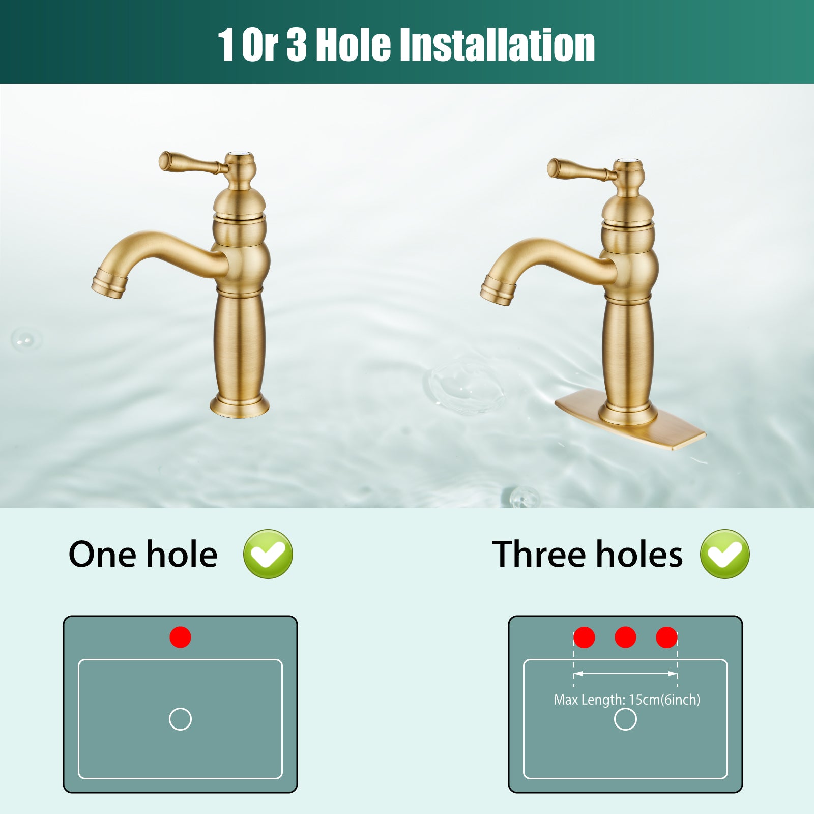 Heyalan Bathroom Lavatory Vessel Sink Faucet Single Hole 1 Lever Vintage Vessel Mixer Tap Retro Hot and Cold Water Solid Brass Pop-up Drain Included Deck Mounted