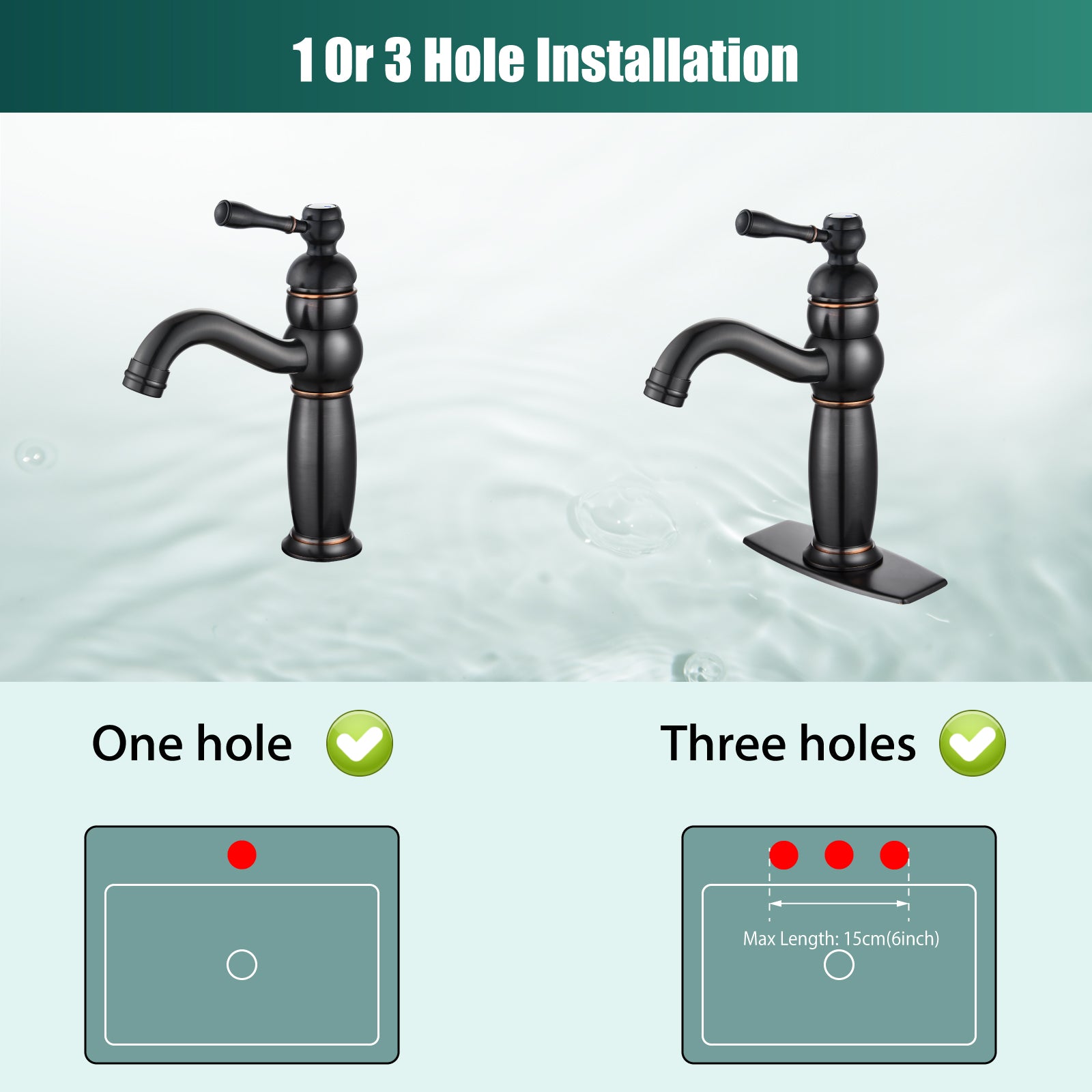 Heyalan Bathroom Lavatory Vessel Sink Faucet Single Hole 1 Lever Vintage Vessel Mixer Tap Retro Hot and Cold Water Solid Brass Pop-up Drain Included Deck Mounted