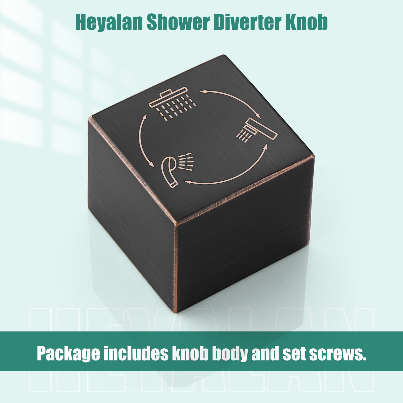 Heyalan Shower Diverter Knob 3 functions Shower Water Flow Converter Square