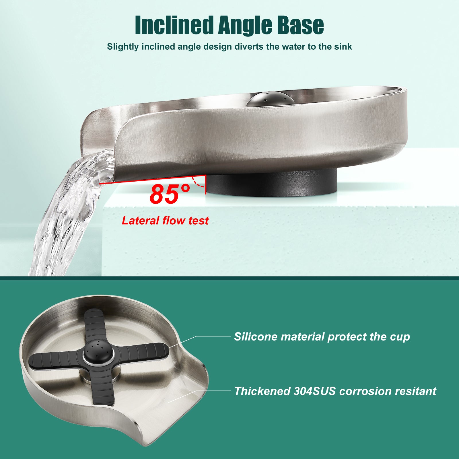 Heyalan Kitchen Sink Faucet Glass Rinser, Automatic Stainless Steel Sink Cup Rinser Bottle Washer, Sink Accessories for Kitchen, Bar Cup Cleaner Attachment