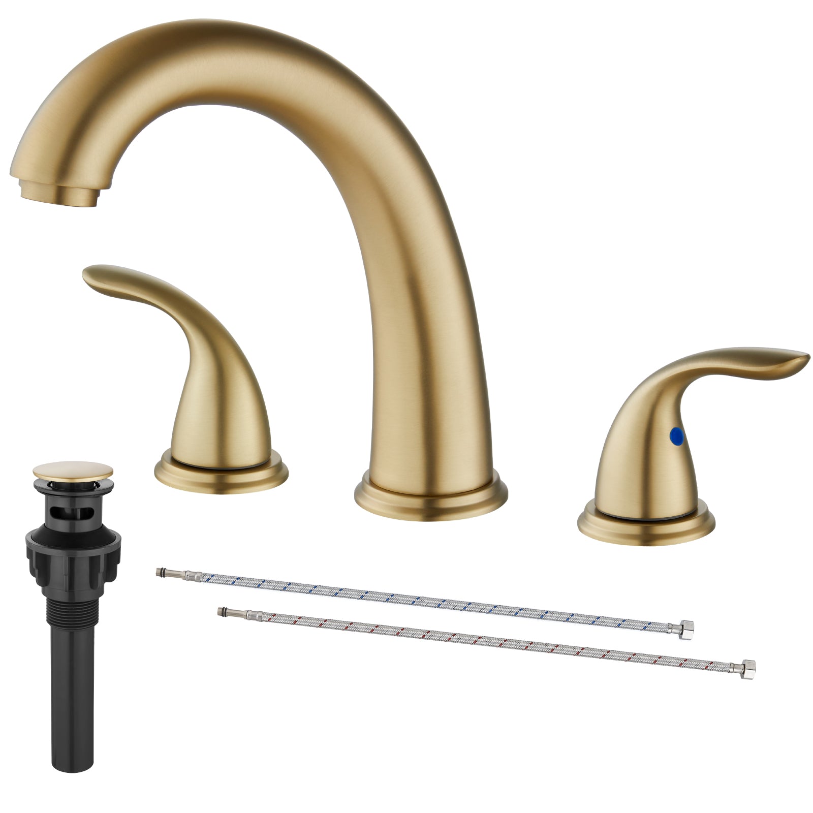 Heyalan Widespread 2 Handles 3 Holes Bathroom Vessel Sink Faucet with Pop Up Drain 8 Inch Centerset Deck Mounted Basin Bowl Mixer Tap