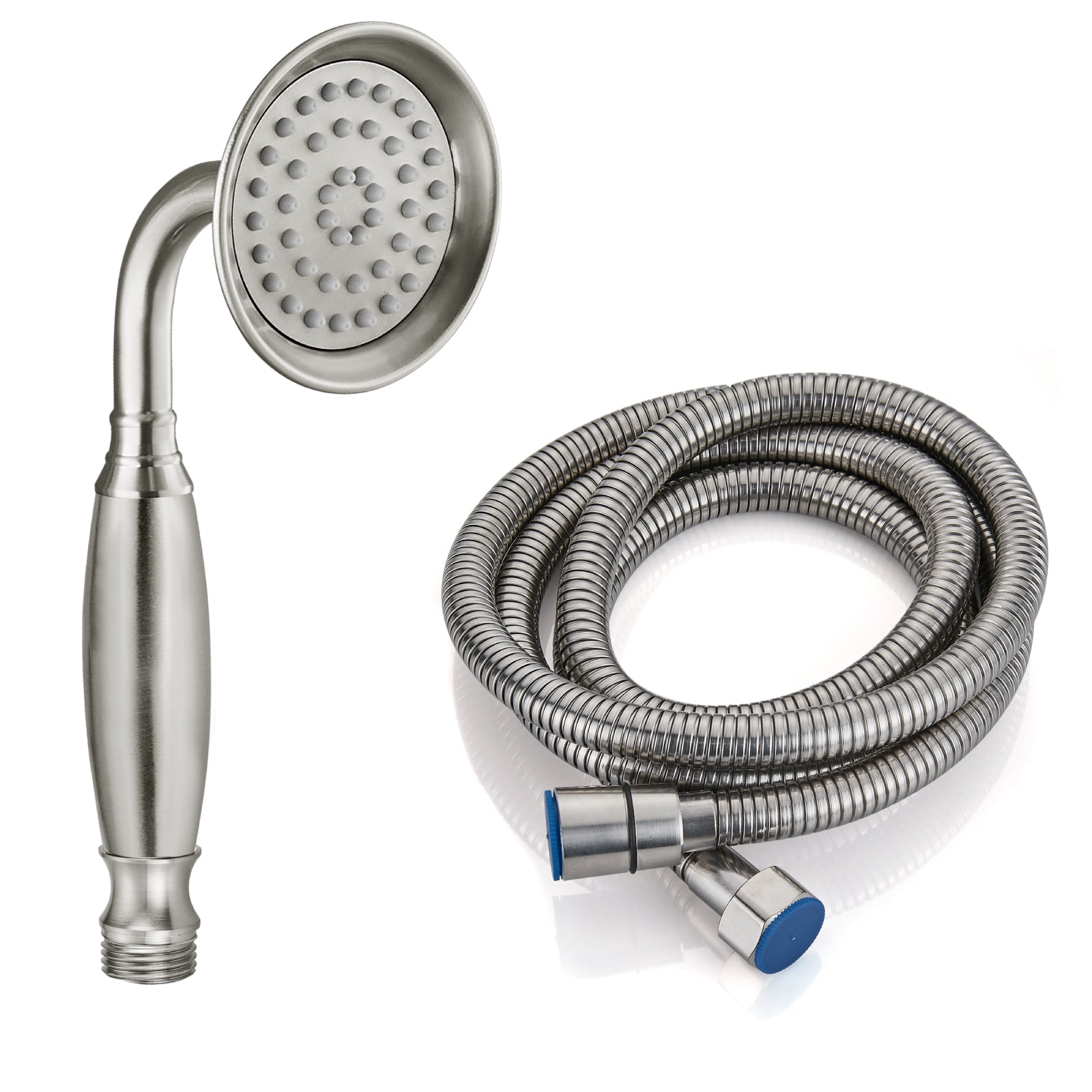 Heyalan Handheld Shower Head Spray Wand Hand Held Telephone Shape Vintage Brass Shower Head Powerful Water Sprayer Bathroom High Flow Shower 1 Function with Water Hose